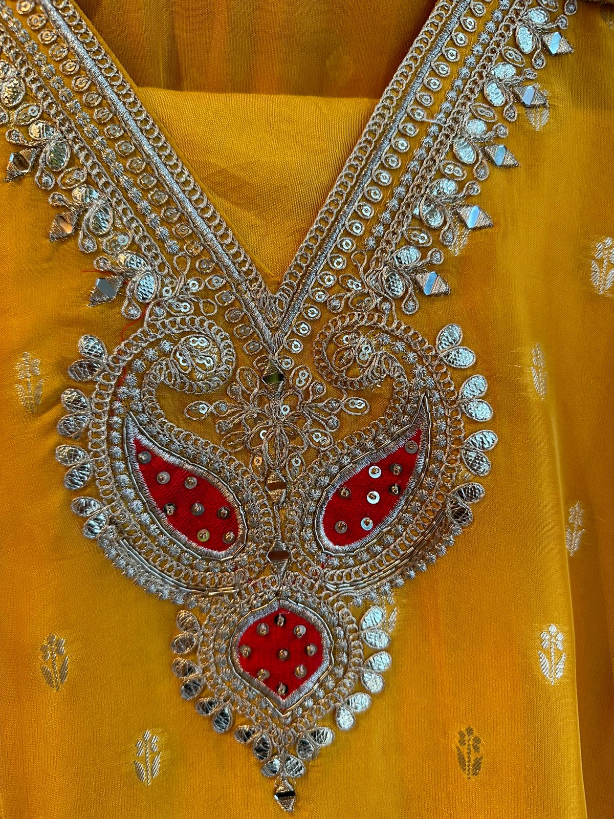 Pure organza silk unstitched full size shirt with Banarsi weavings all over the shirt