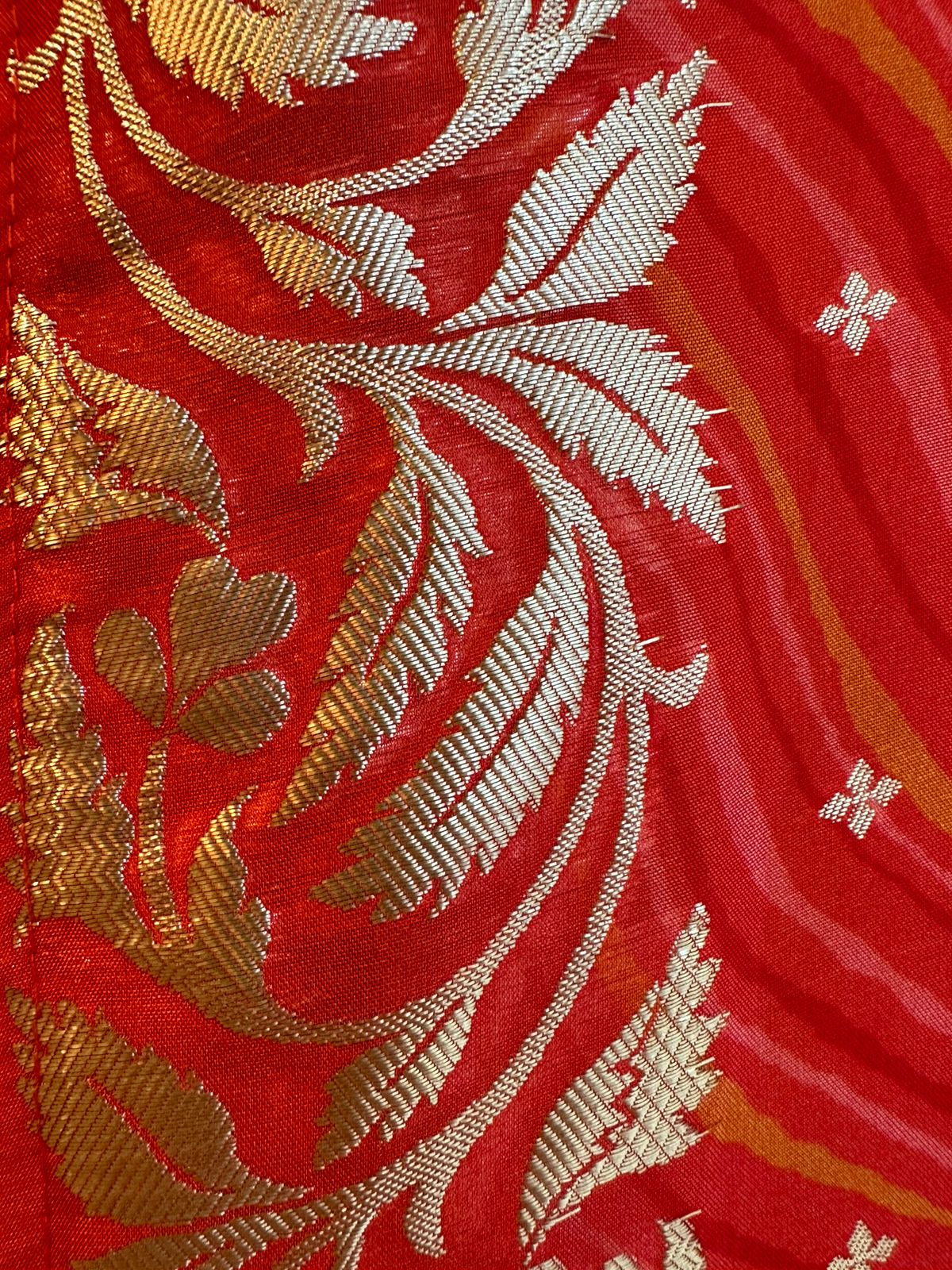 Pure organza silk unstitched full size shirt with Banarsi weavings all over the shirt