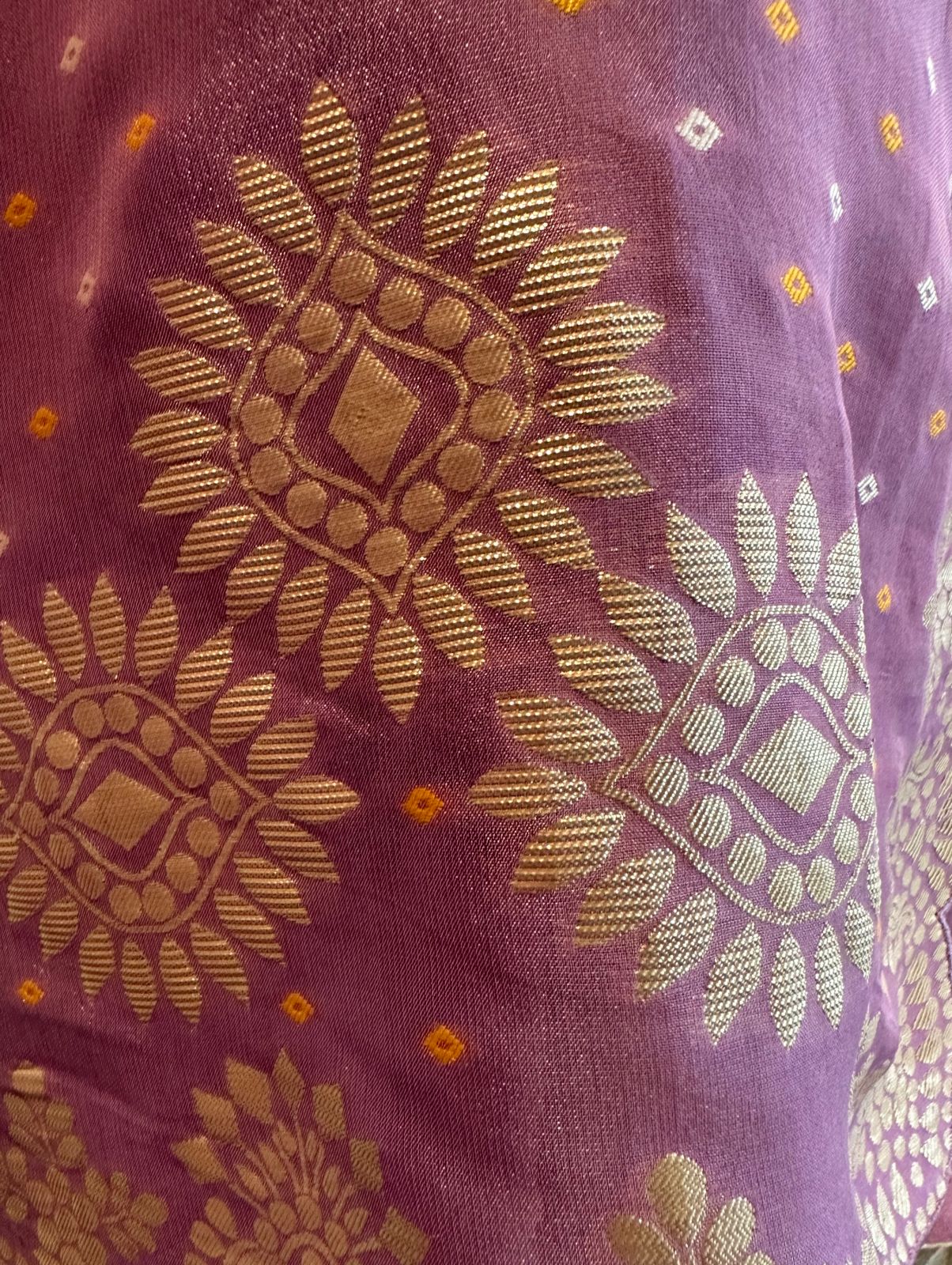 Pure russian silk unstitched shirt full size shirt with Leathet gotta work and sequence work