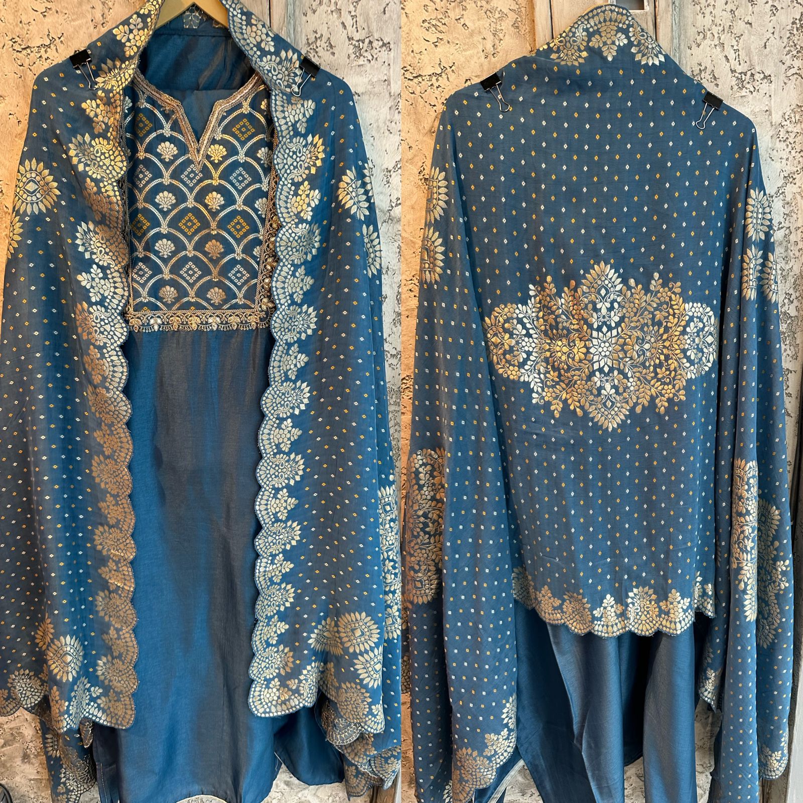 Pure russian silk unstitched shirt full size shirt with Leathet