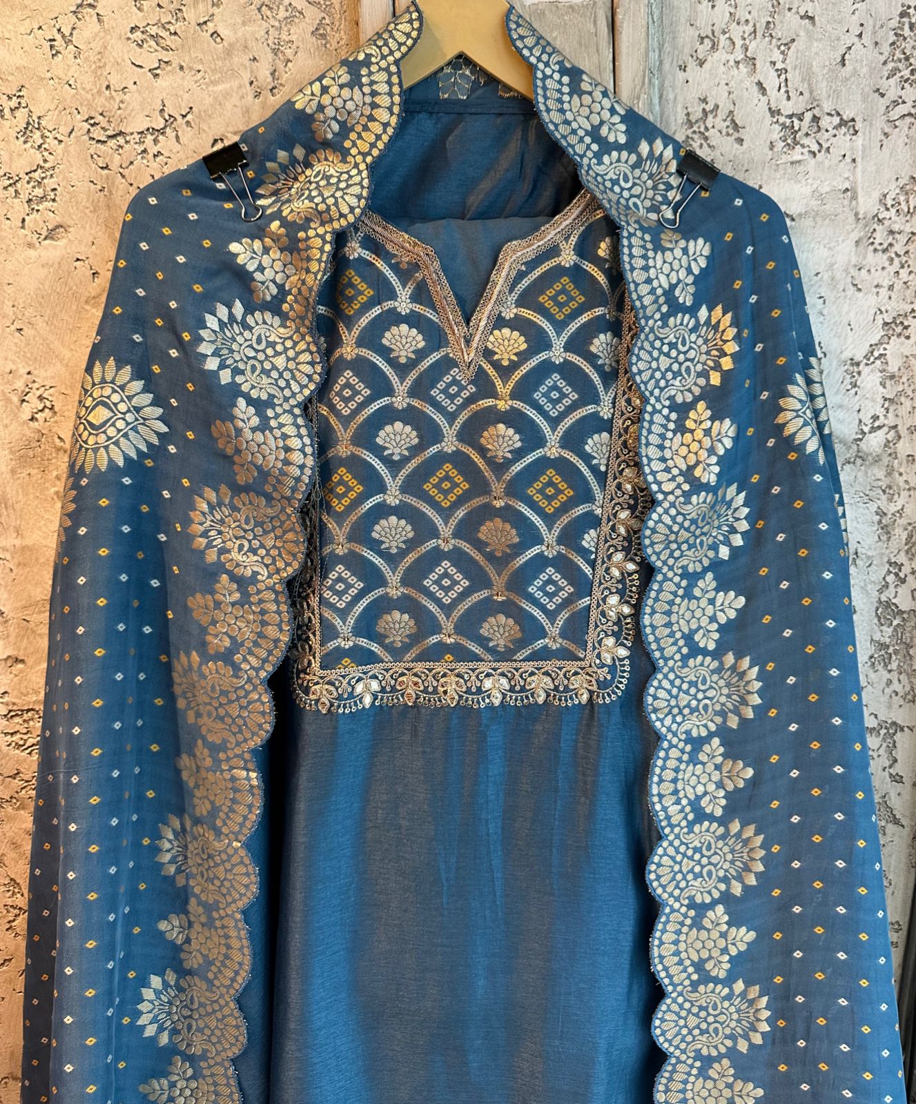 Pure russian silk unstitched shirt full size shirt with Leathet