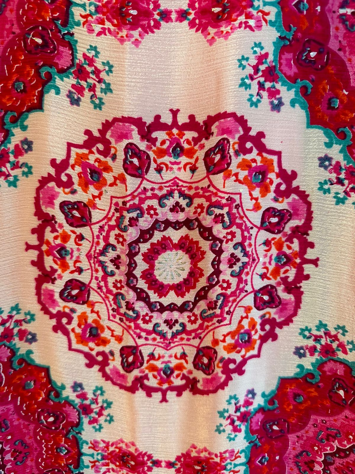 Pure silk plain shirt very simple and smart with a printed neck patti