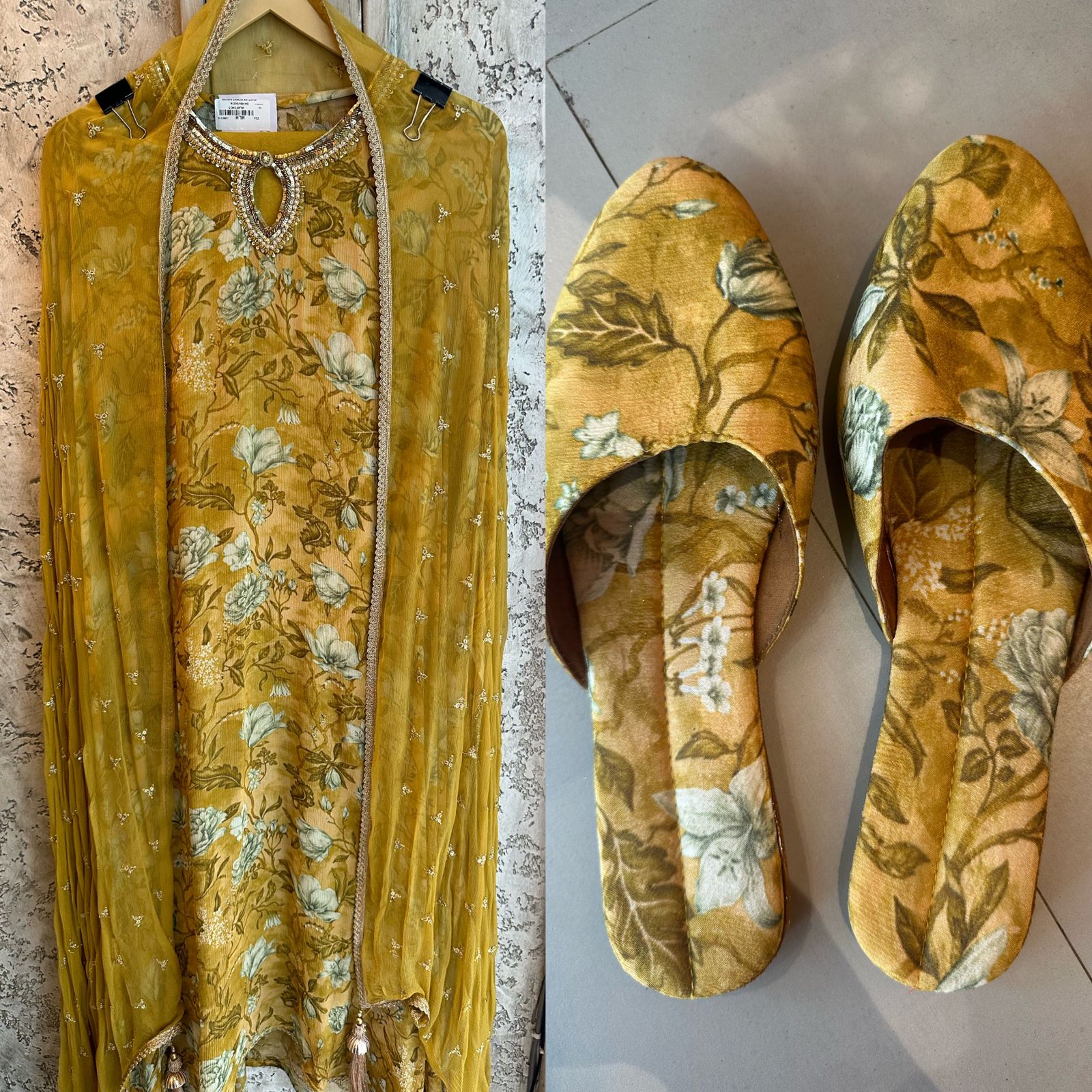 Pure Chinon floral digital printed shirt (Unstitched) with very pretty Neckwork