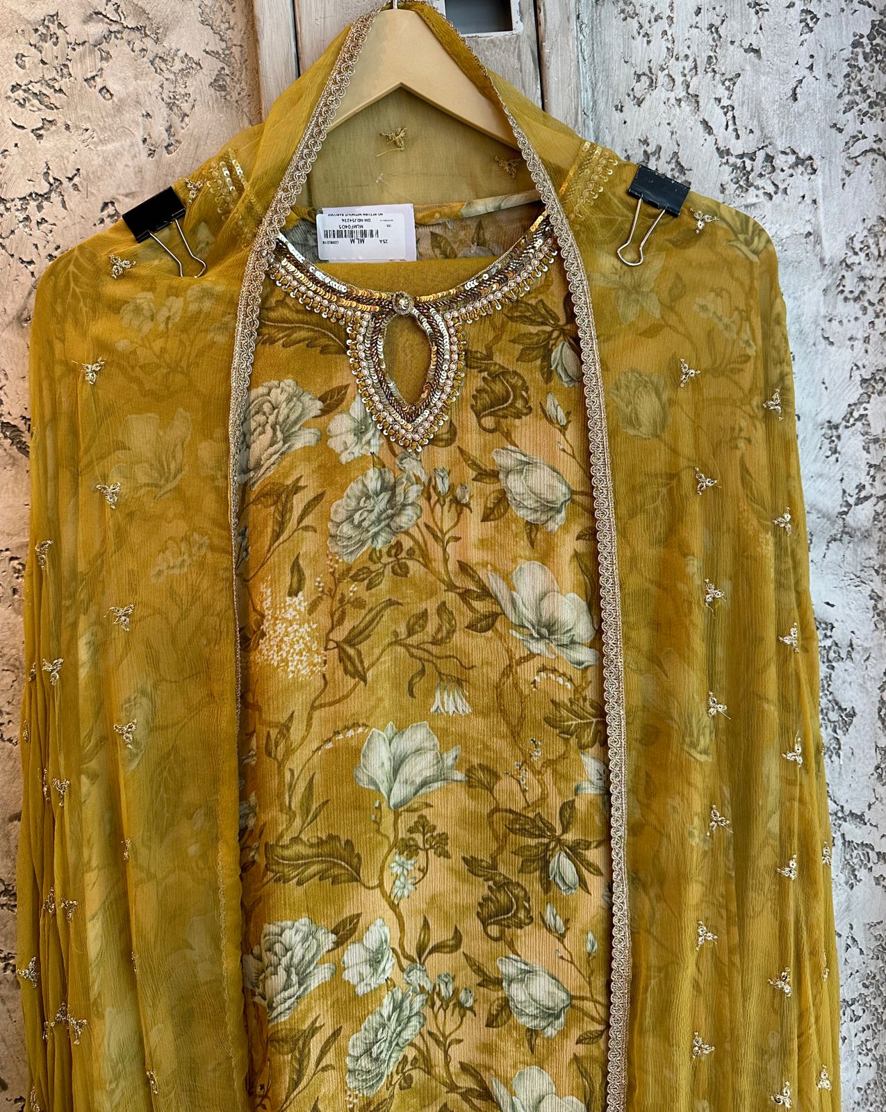 Pure Chinon floral digital printed shirt (Unstitched) with very pretty Neckwork