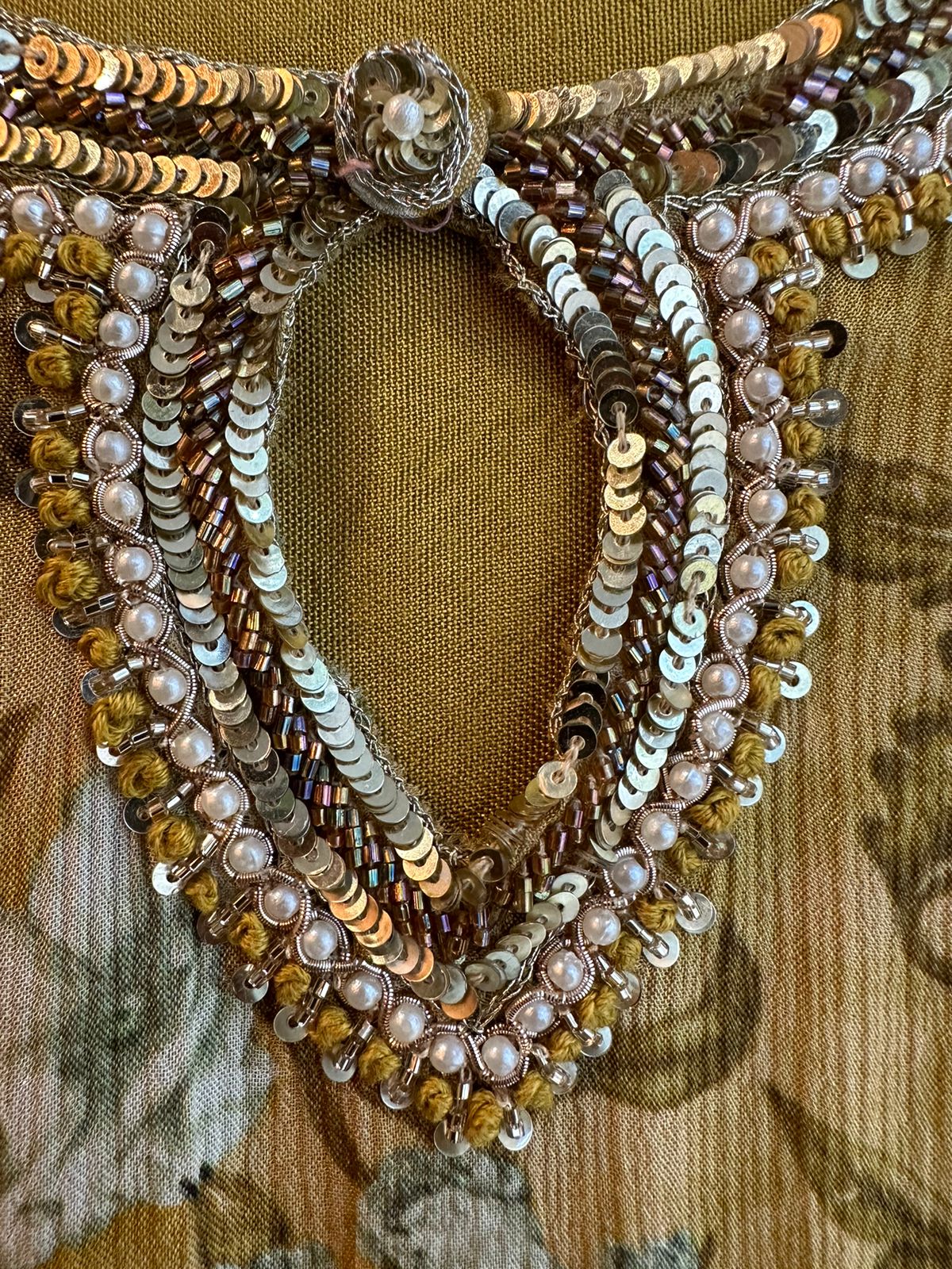 Pure Chinon floral digital printed shirt (Unstitched) with very pretty Neckwork