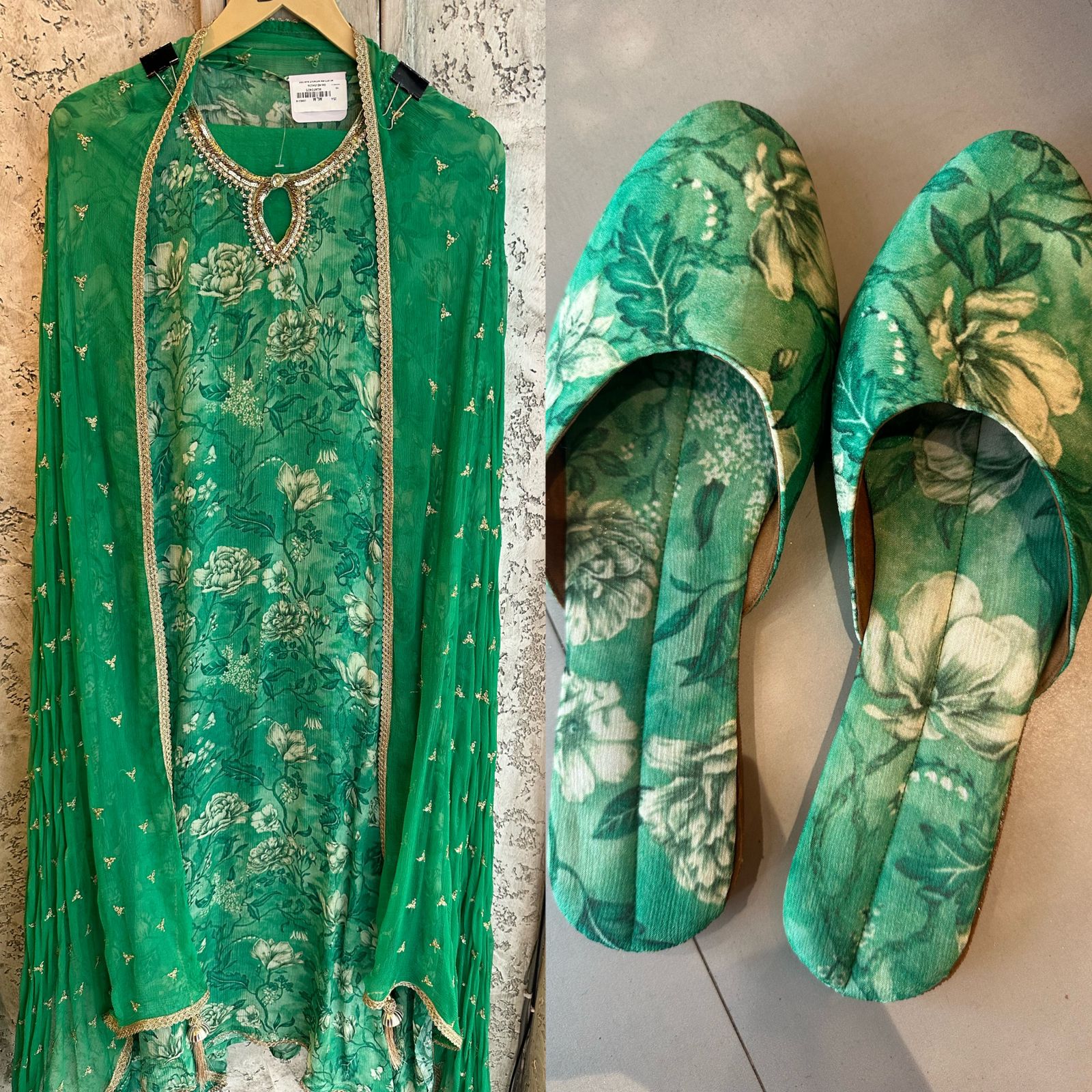 Pure Chinon floral digital printed shirt (Unstitched) with very pretty Neckwork