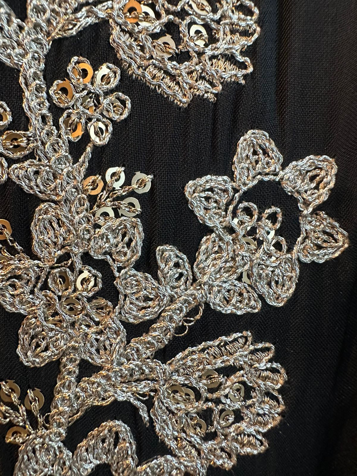 Pure russian silk designer unstiched shirt with beautiful embroidery on neckline