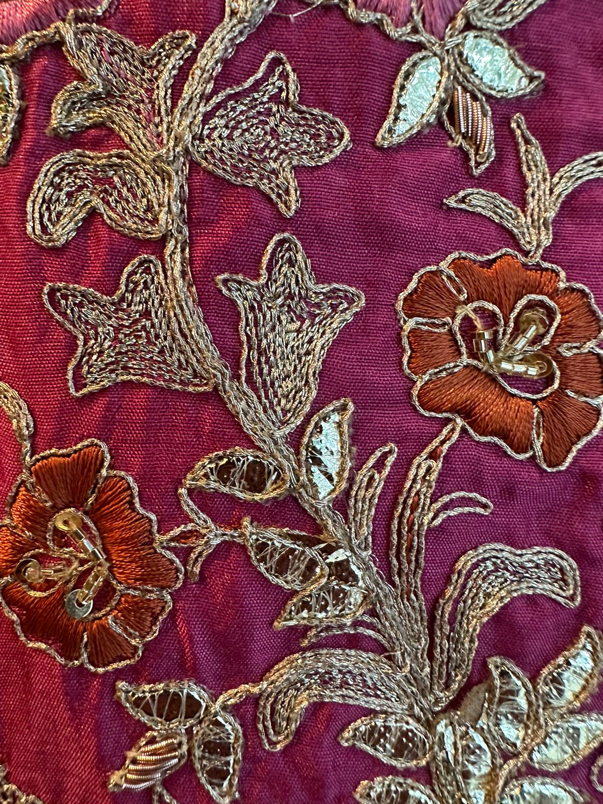 Pure silk unstitched full size shirt with very pretty Neckwork done