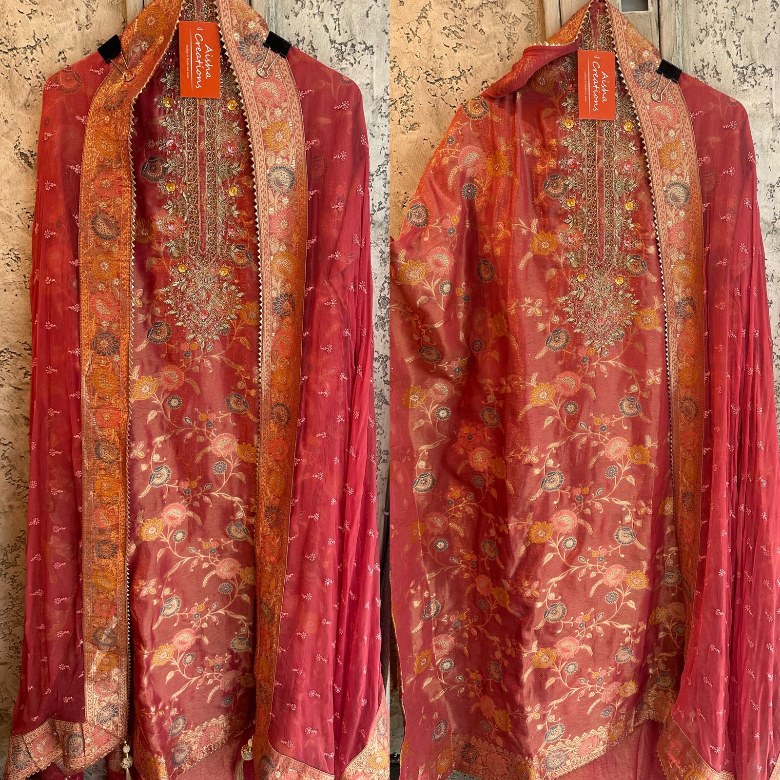 Tissue jacquard fully self weaved banarsi shirt (Unstitched)