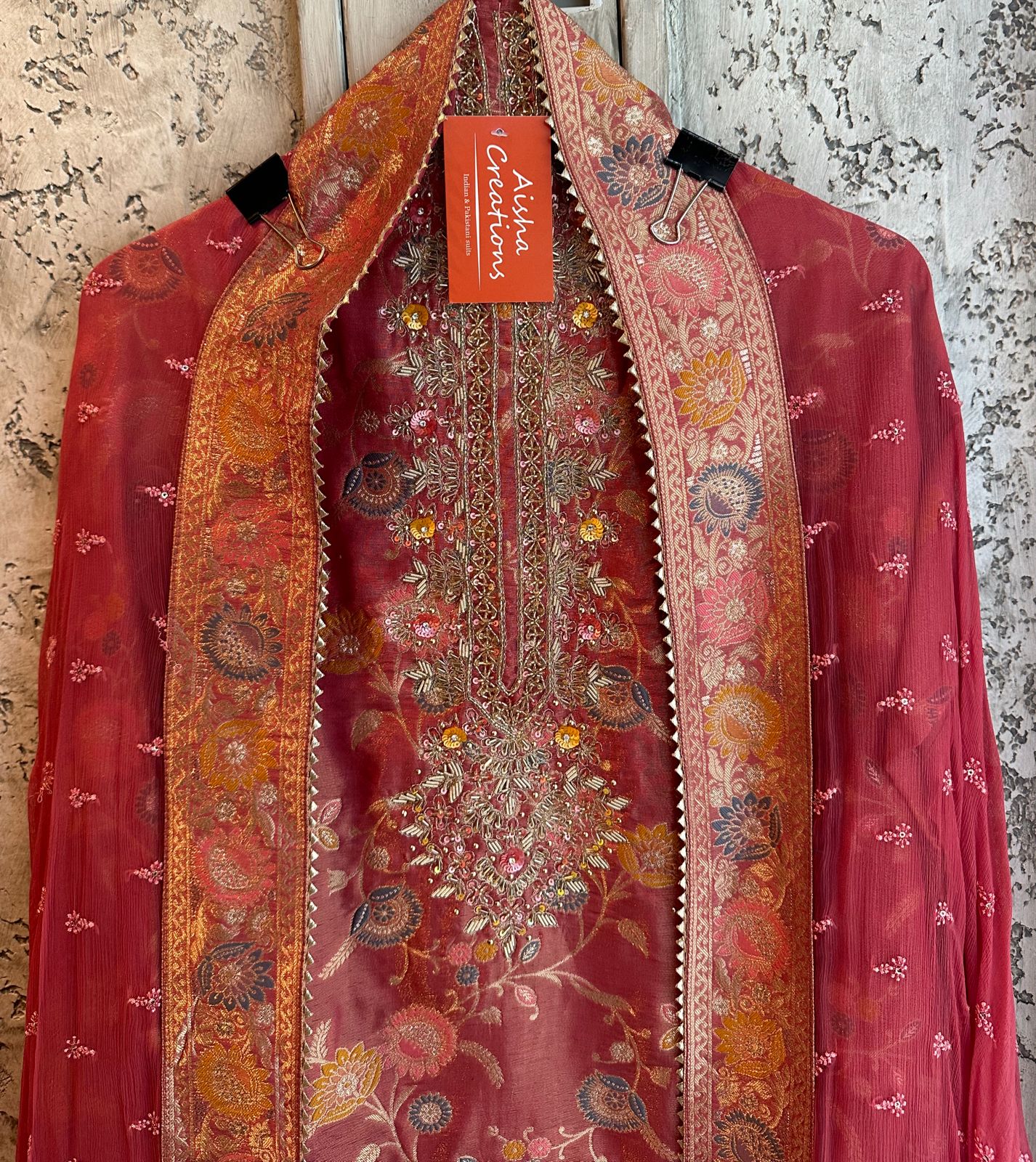 Tissue jacquard fully self weaved banarsi shirt (Unstitched)