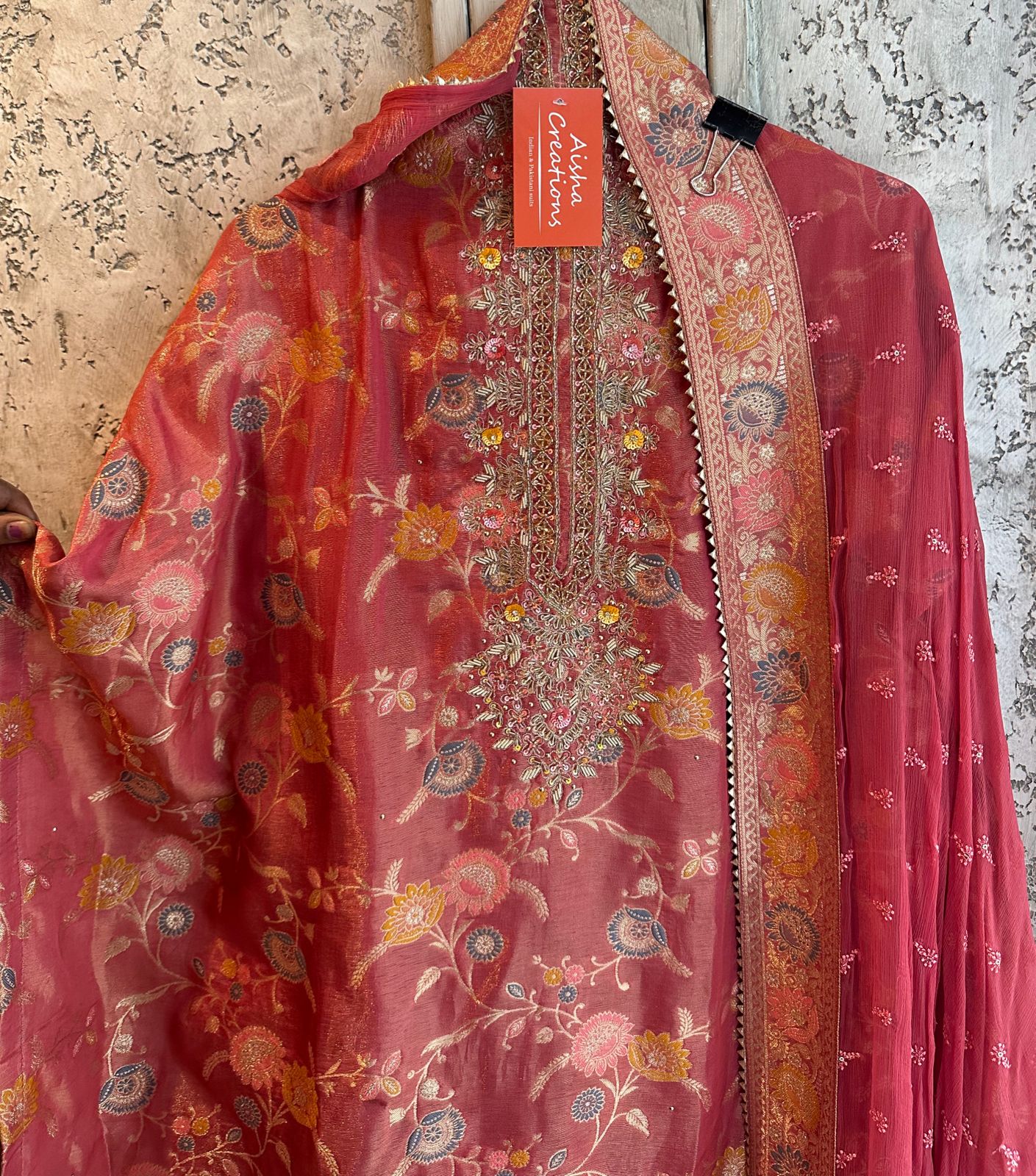 Tissue jacquard fully self weaved banarsi shirt (Unstitched)