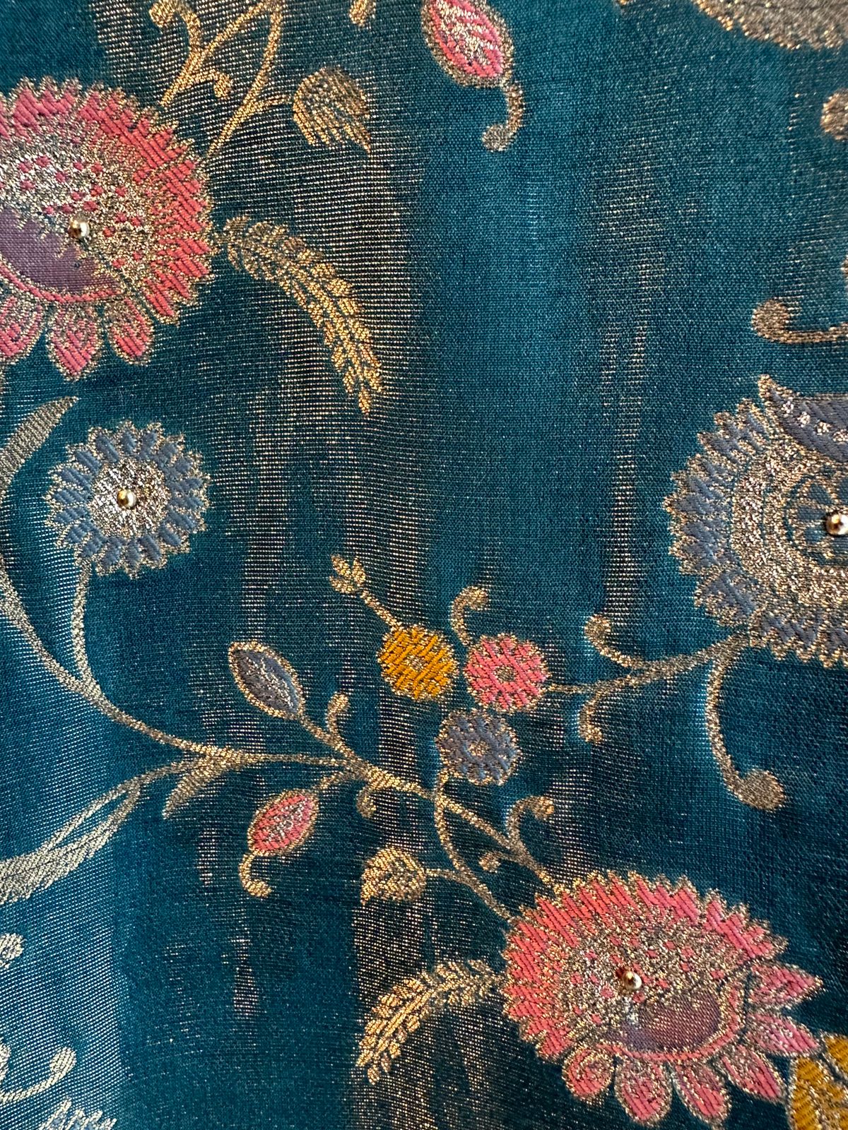 Tissue jacquard fully self weaved banarsi shirt (Unstitched) Very gorgeous Neckwork