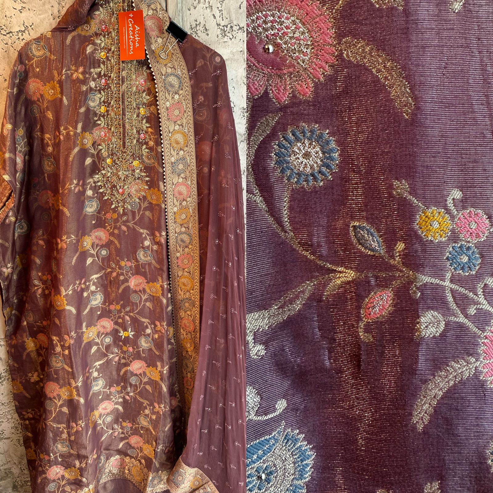 Tissue jacquard fully self weaved banarsi shirt (Unstitched)