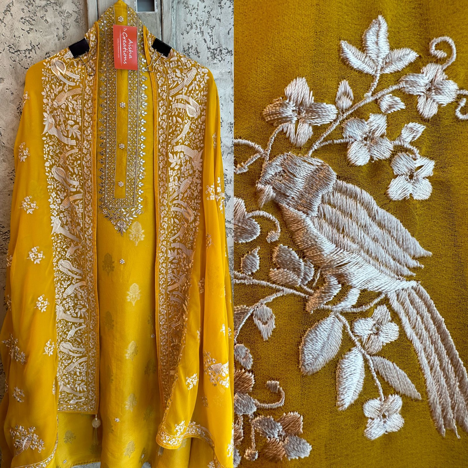 Pure silk shirt Very soft and lightweight (Unstitched shirt) with zari weaving booties and Handwork on the neckline