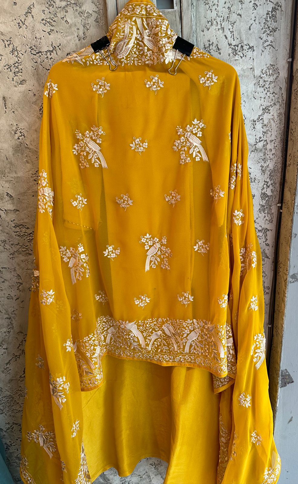 Pure silk shirt Very soft and lightweight (Unstitched shirt) with zari weaving booties and Handwork on the neckline