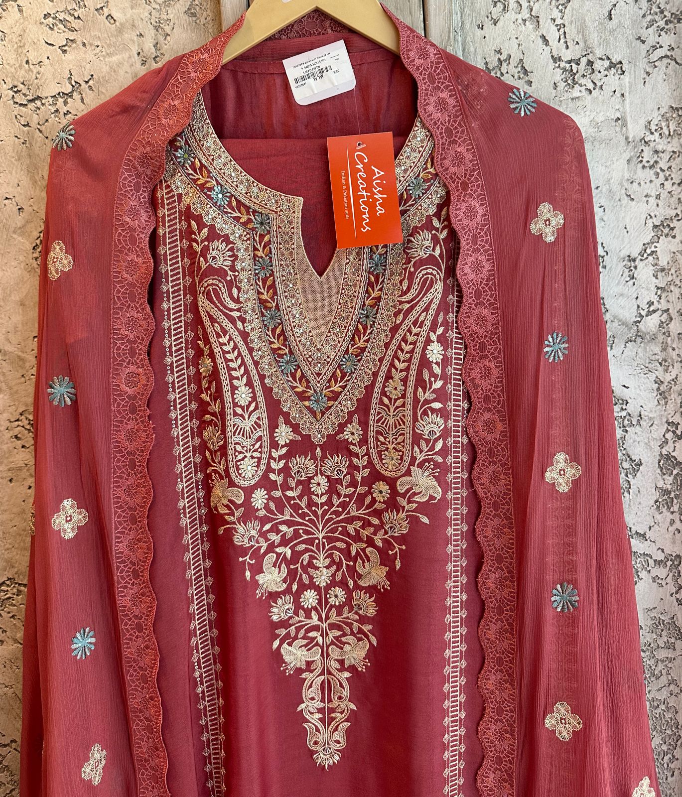 Pure soft silk and Flowy shirt with thread embroidered neckline and Nalki work Heavily embroidered Neckwork