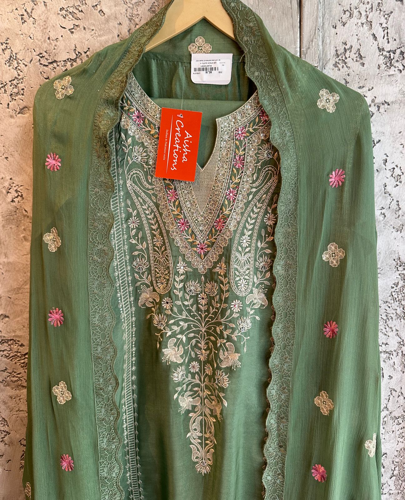 Pure soft silk and Flowy shirt with thread embroidered neckline and Nalki work