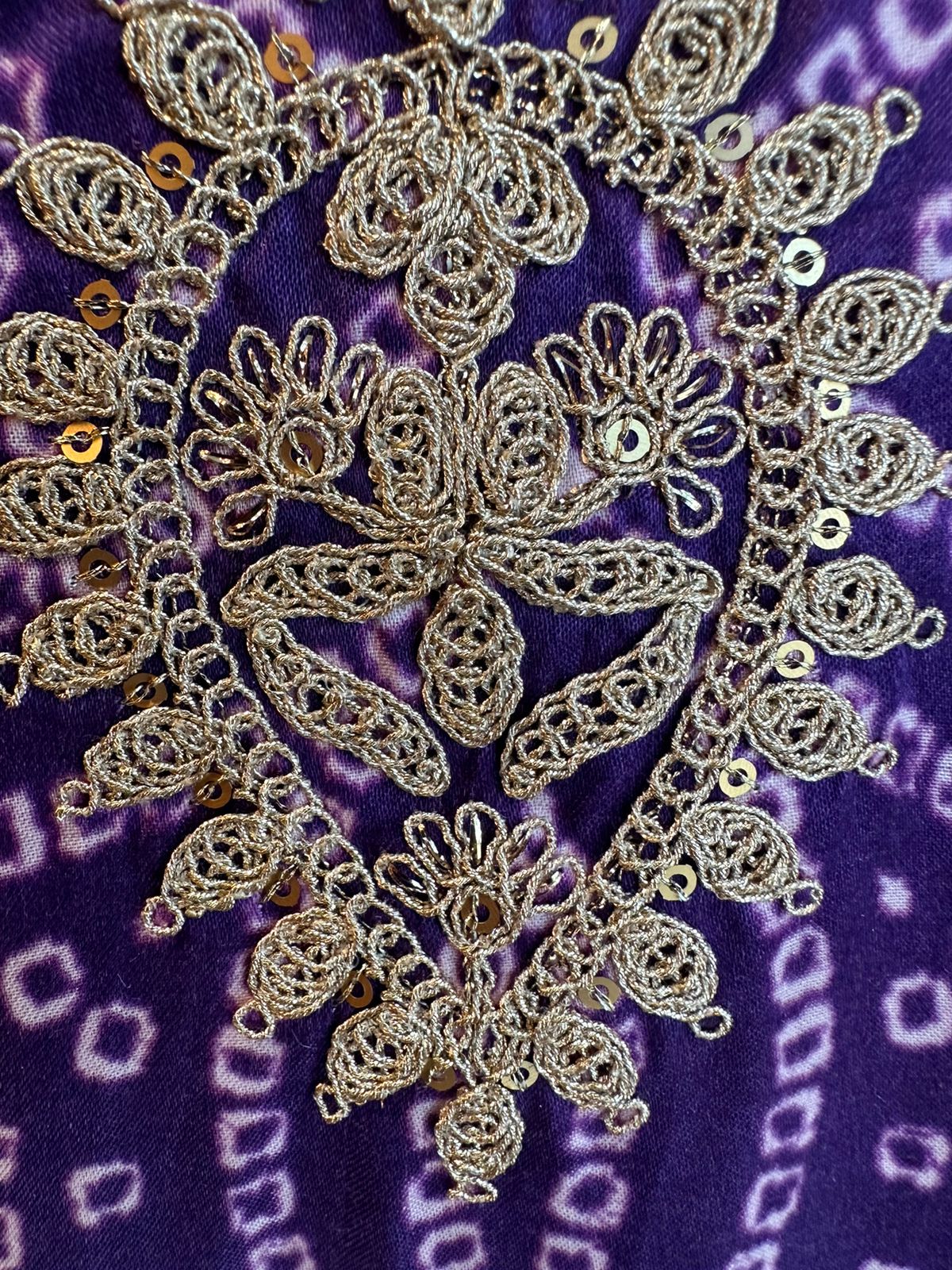 Pure GAJJI silk Unstitched full size Suit with very gorgeous Dori work on the neckline