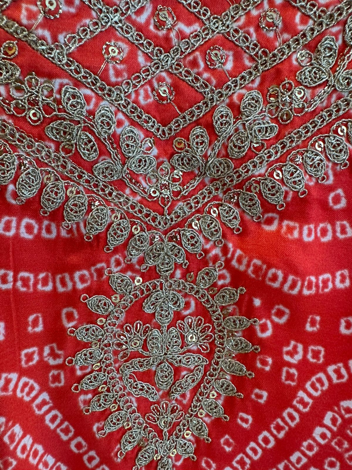 Pure GAJJI silk Unstitched full size Suit with very gorgeous Dori work on the neckline