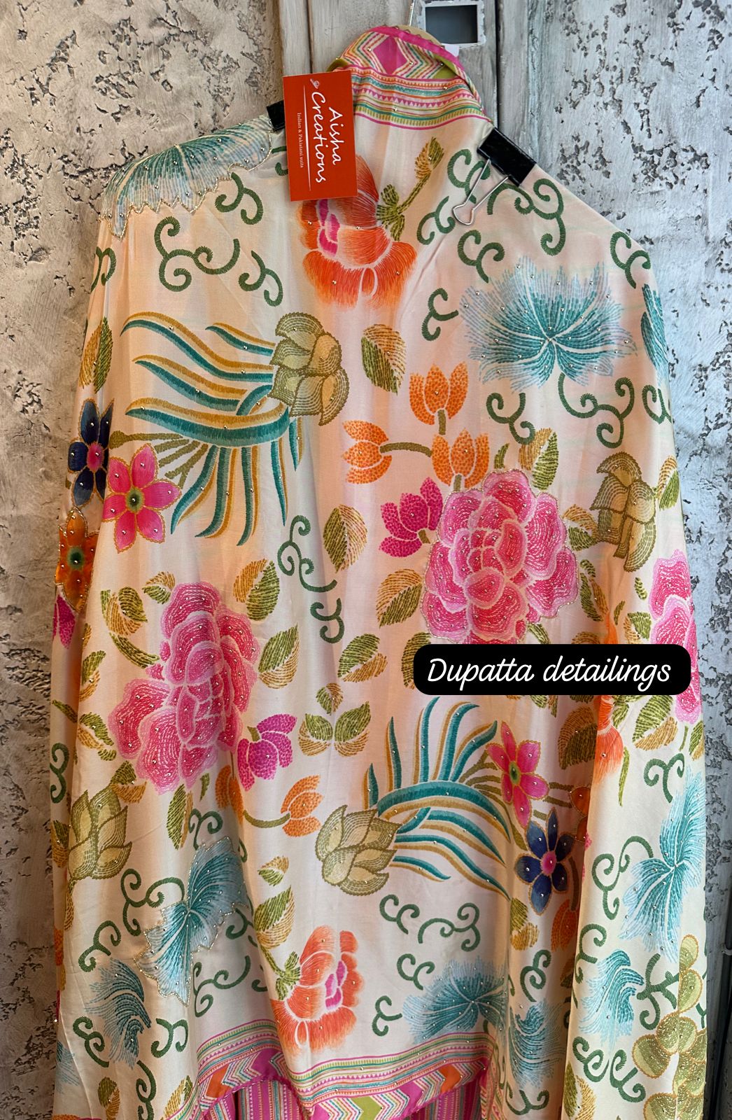 Pure mul silk stripes shirt full in size , Completely unstitched with very beautiful sequence work done on the neckline