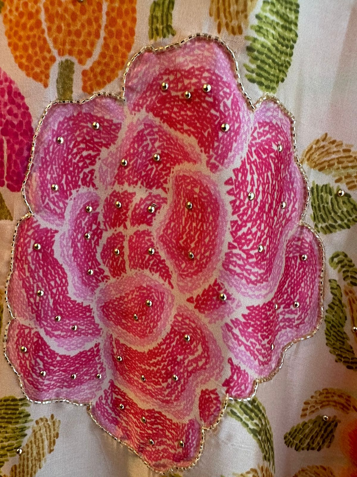 Pure mul silk stripes shirt full in size , Completely unstitched with very beautiful sequence work done on the neckline