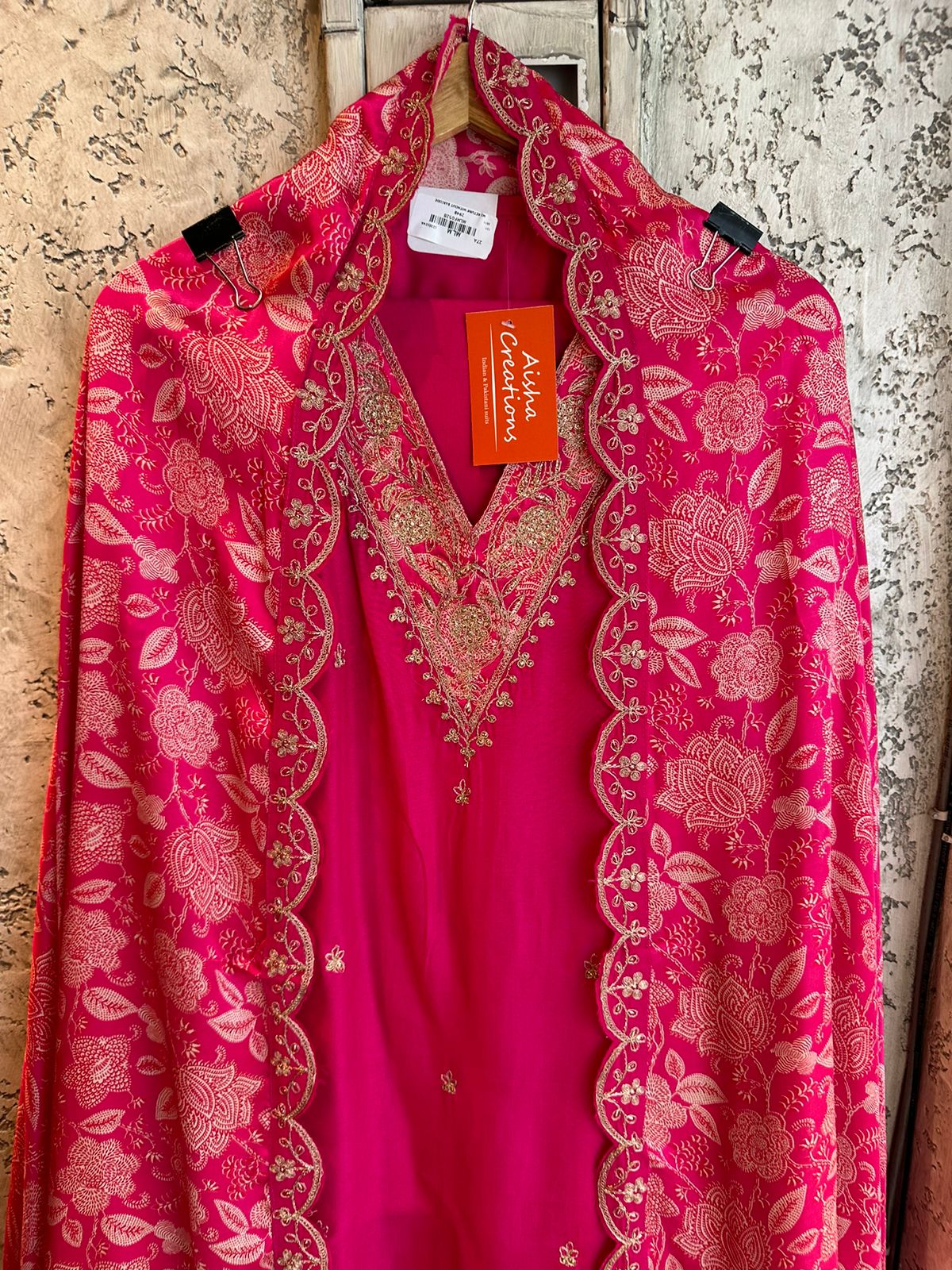 Pure silk shirt (Unstitched) full size shirt with beautiful Neckwork done