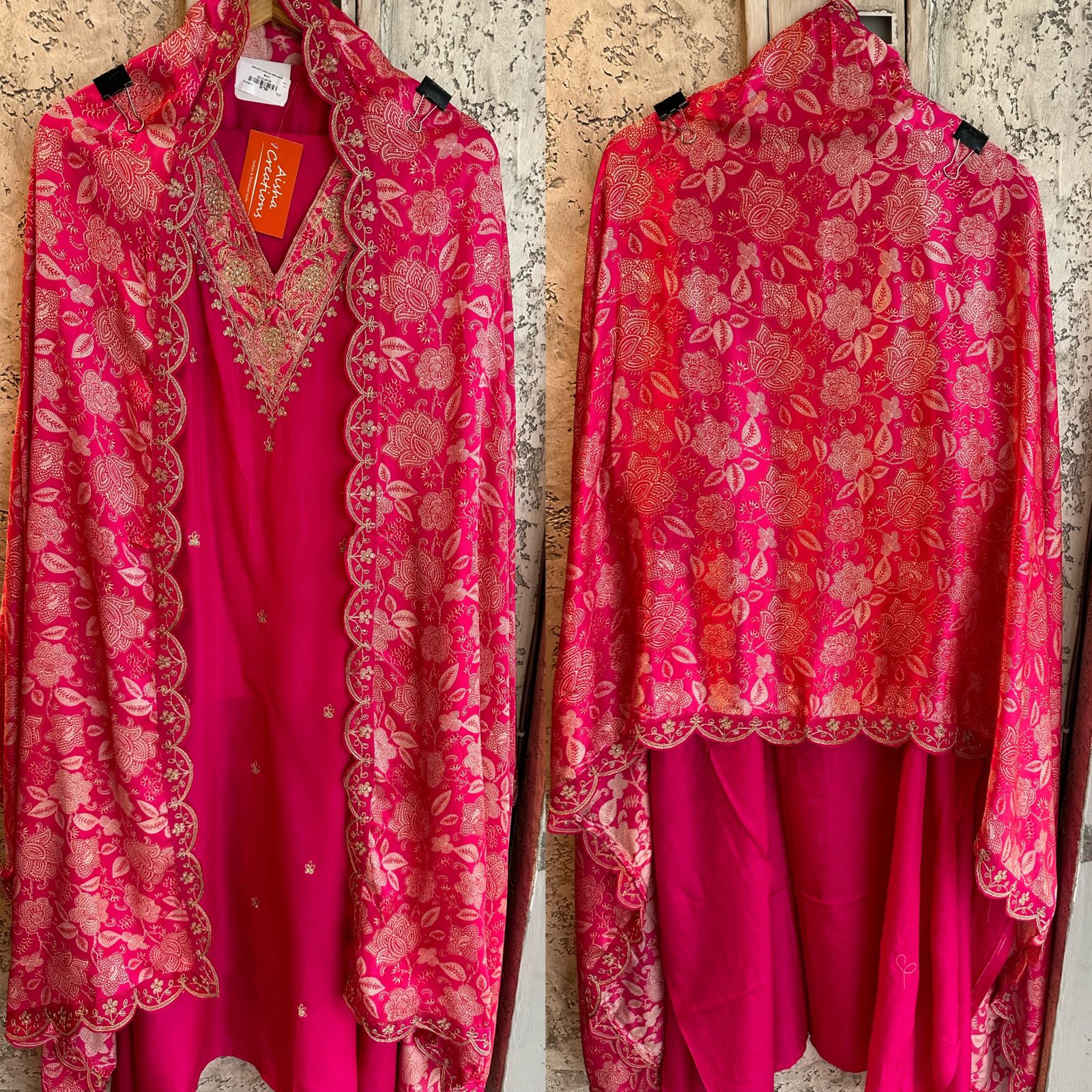 Pure silk shirt (Unstitched) full size shirt with beautiful Neckwork done