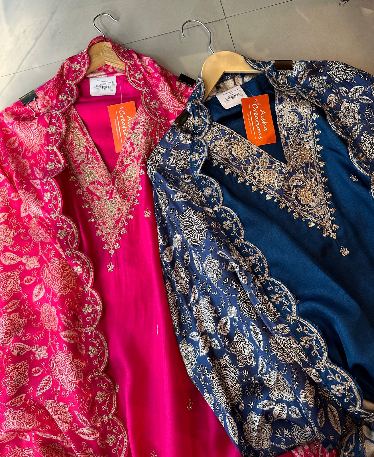 Pure silk shirt (Unstitched) full size shirt with beautiful Neckwork done