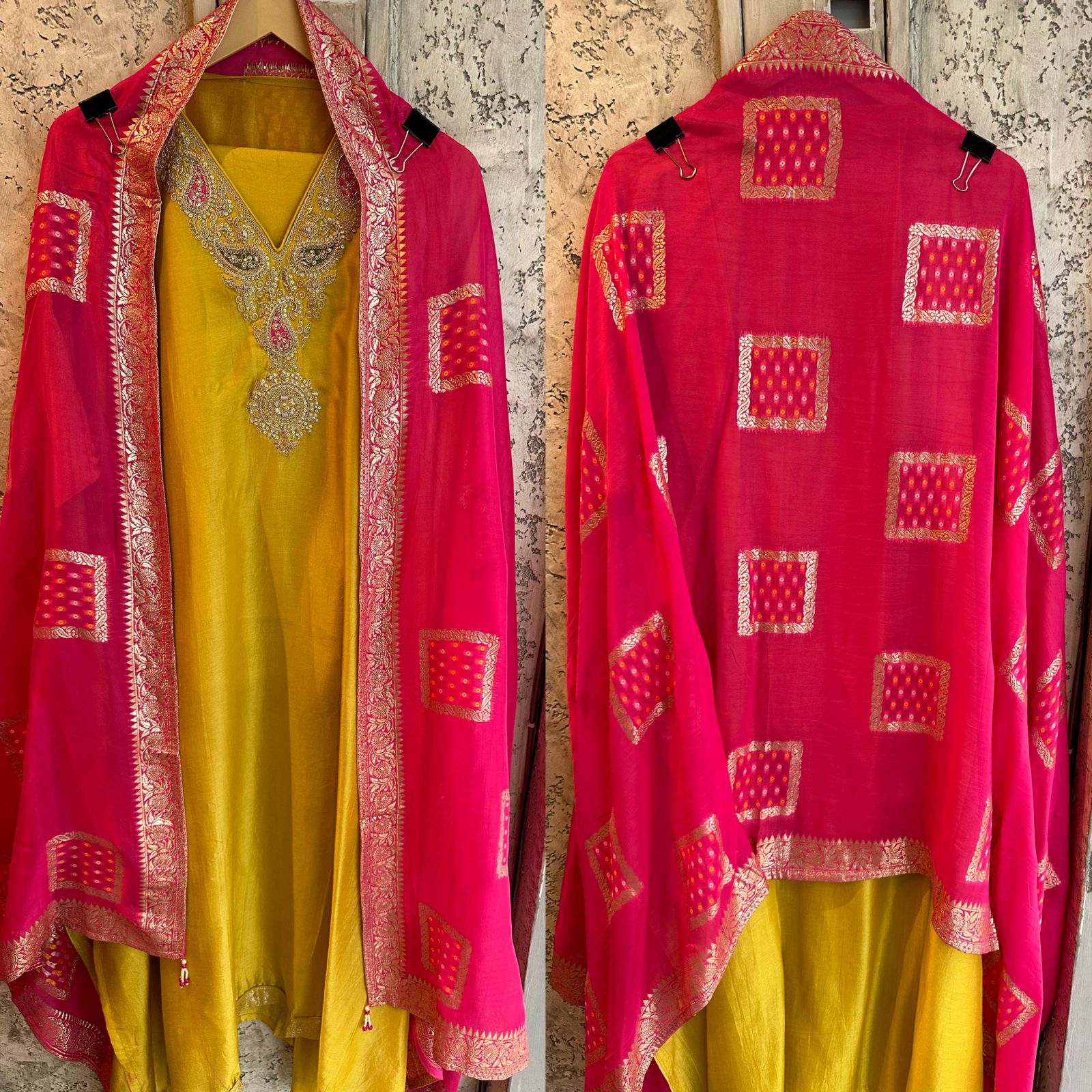 Pure russian silk unstitched shirt with beautiful embroidery on neck