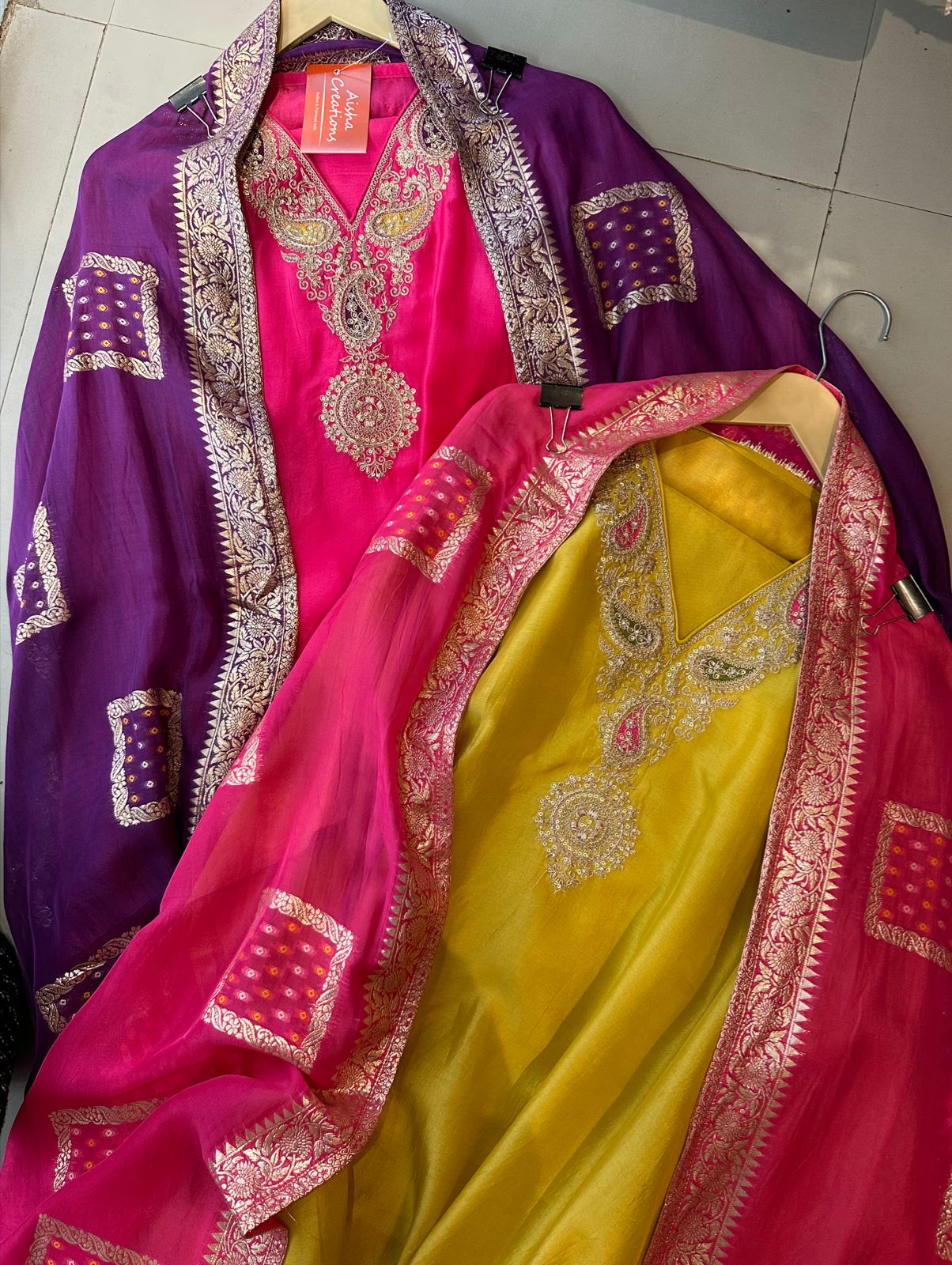 Pure russian silk unstitched shirt with beautiful embroidery on neck