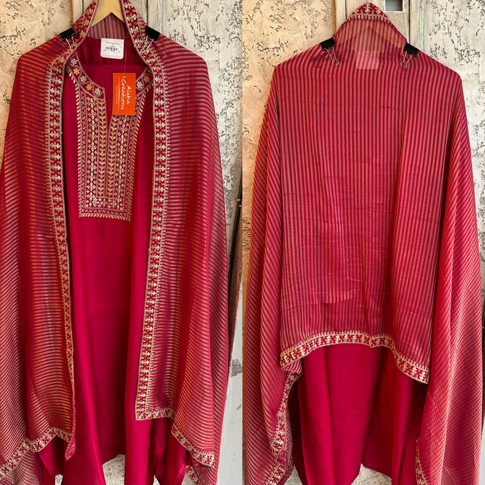 Pure Russian silk shirt (Unstitched) full size shirt with beautiful Neck embroidery Rest the shirt is plain