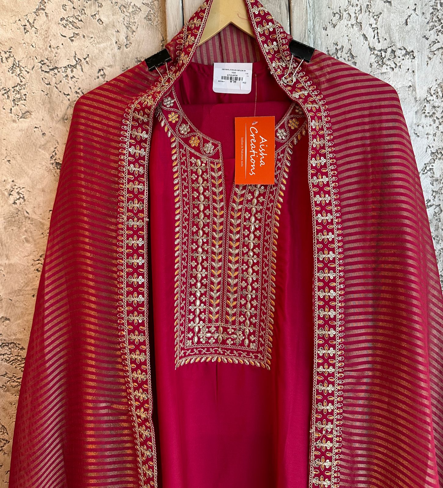 Pure Russian silk shirt (Unstitched) full size shirt with beautiful Neck embroidery Rest the shirt is plain