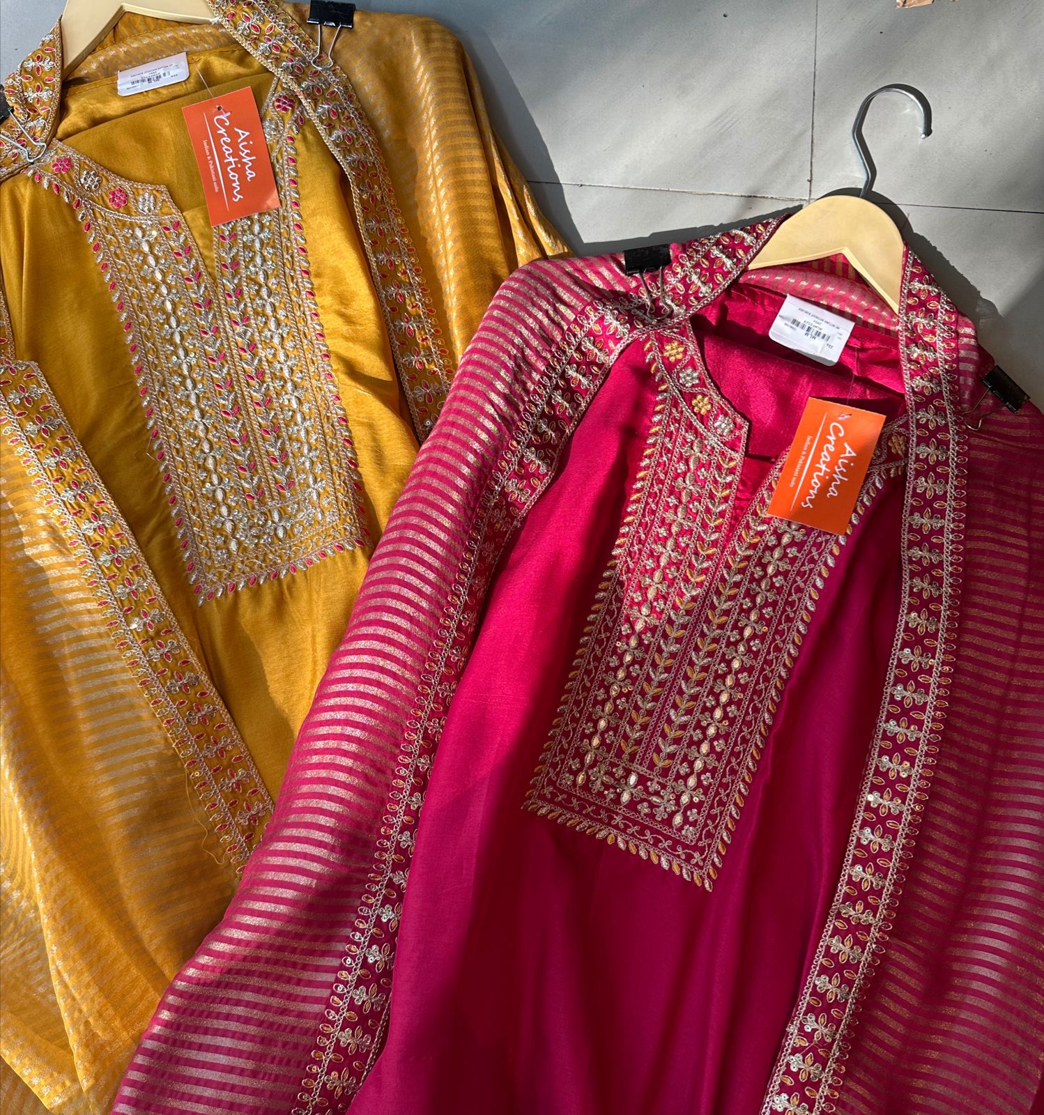 Pure Russian silk shirt (Unstitched) full size shirt with beautiful Neck embroidery