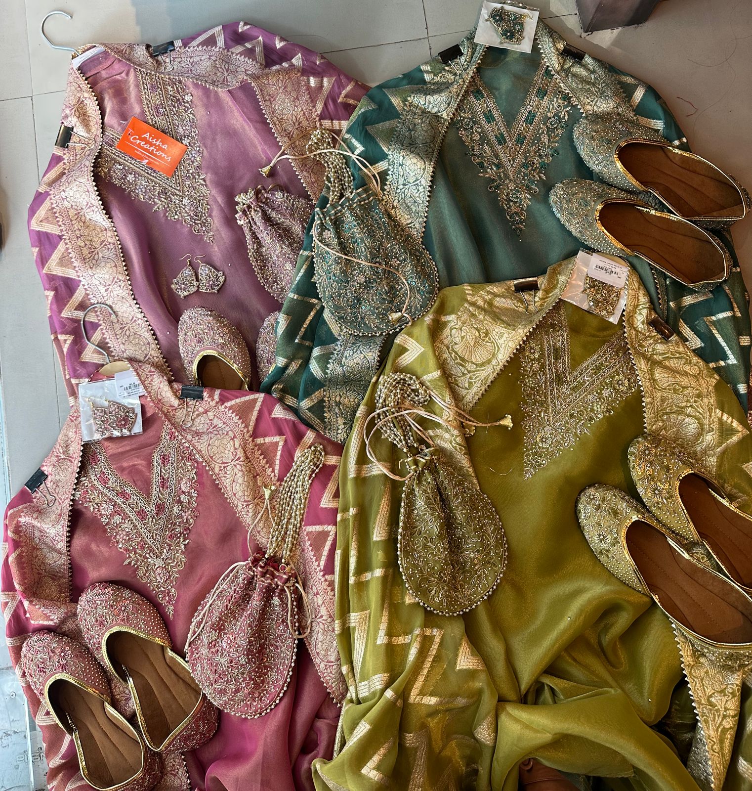 Pure shimmery Jacquard unstitched full size kurta with very gorgeous neckline