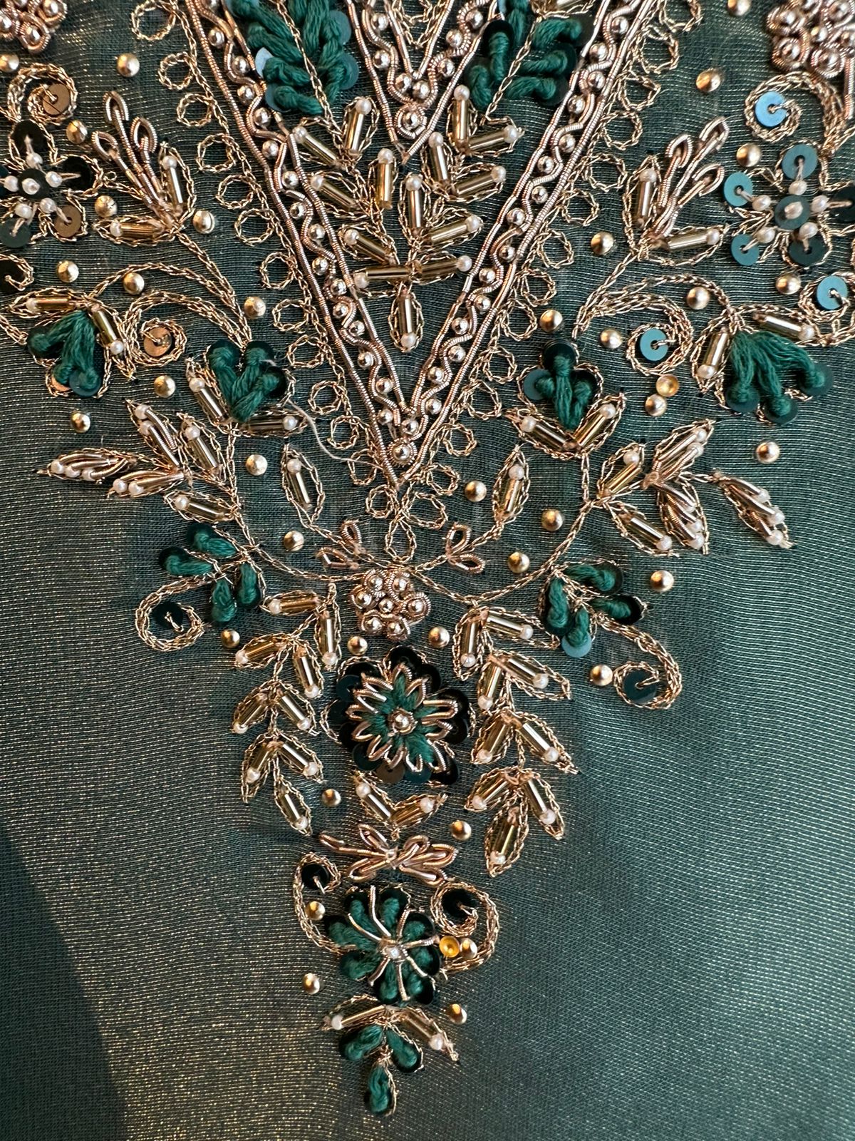 Pure shimmery Jacquard unstitched full size kurta with very gorgeous neckline