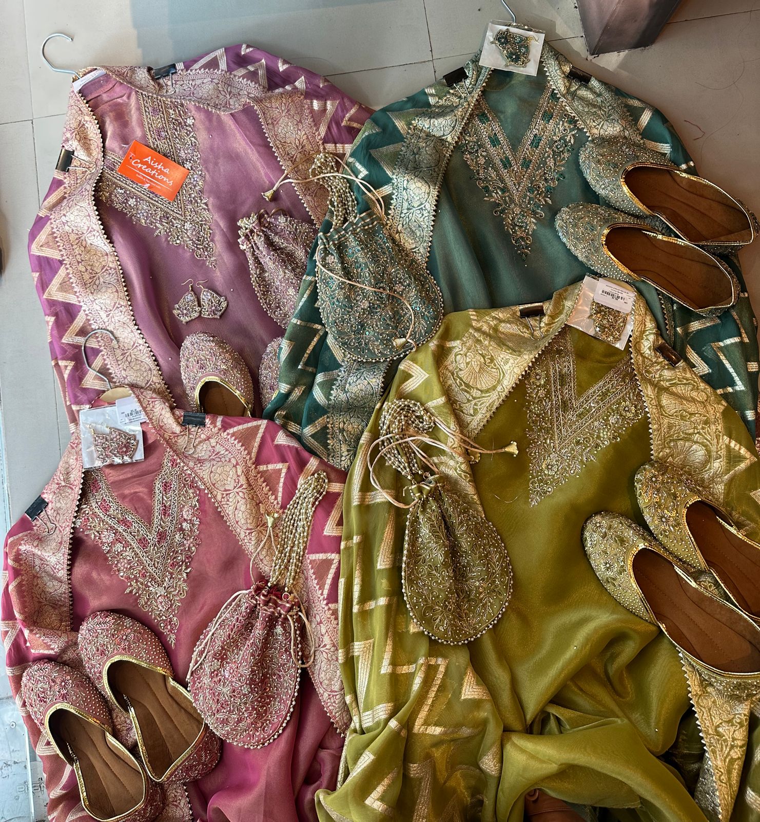 Pure shimmery Jacquard unstitched full size kurta with very gorgeous neckline