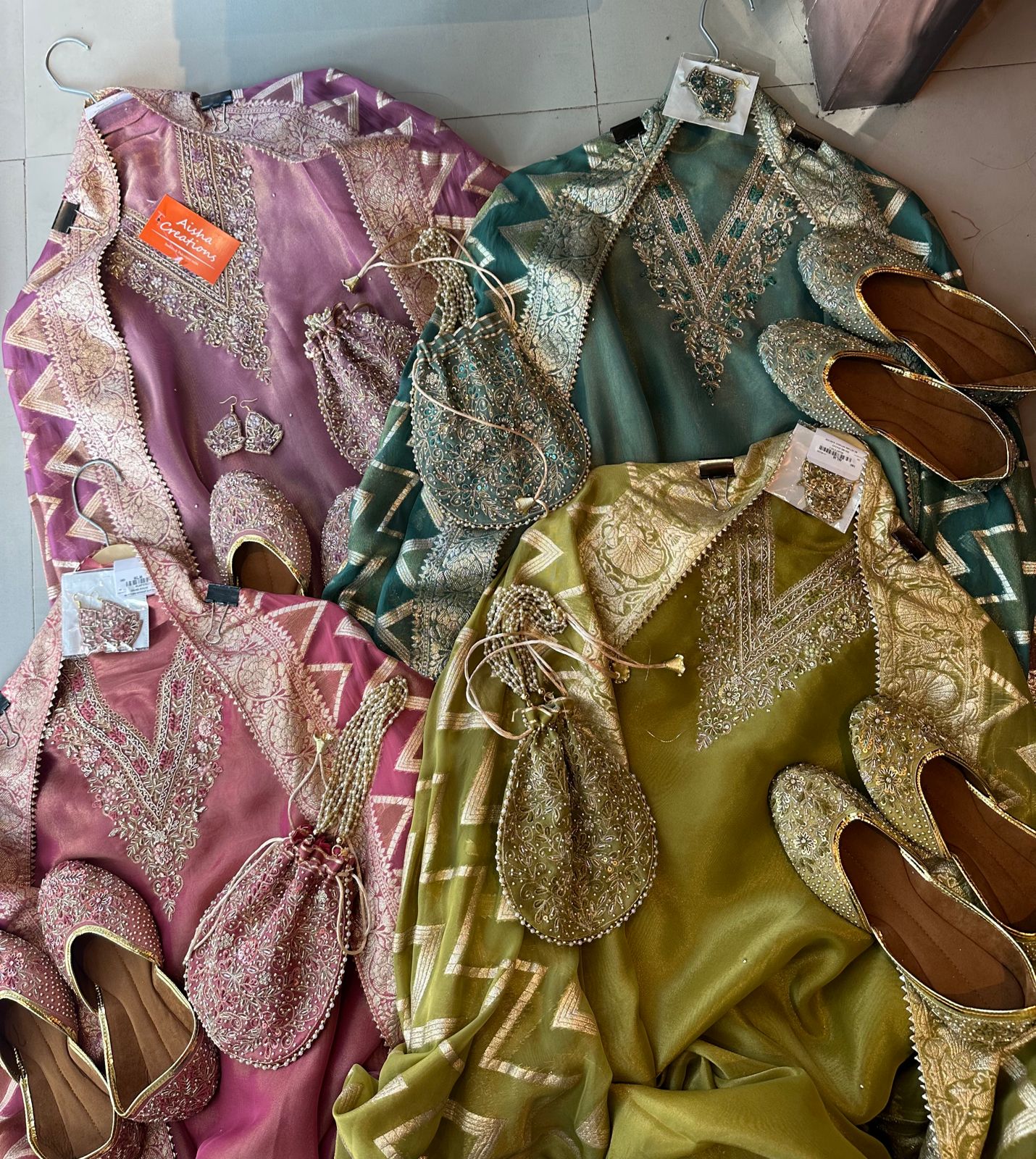 Pure shimmery Jacquard unstitched full size kurta with very gorgeous neckline