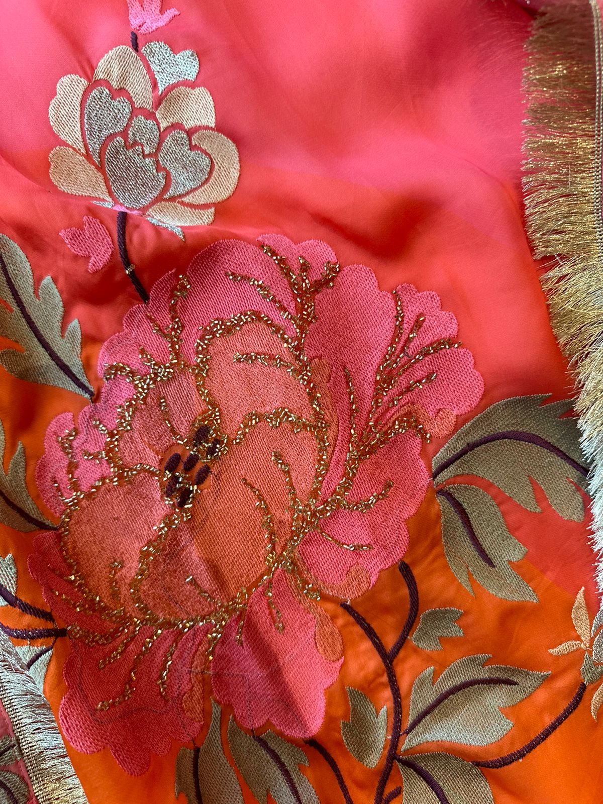 Pure Satin silk tri colour shirt very very soft and completely unstitched