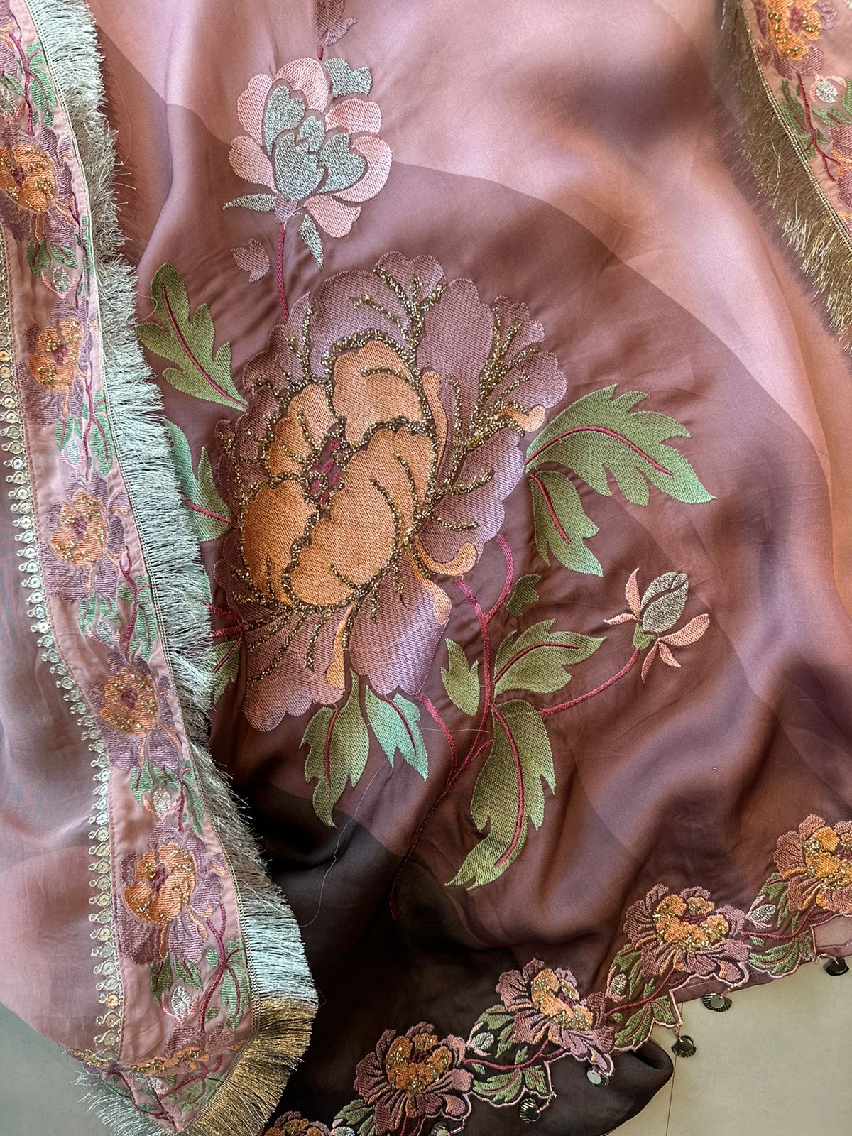 Pure Satin silk tri colour shirt very very soft and completely unstitched