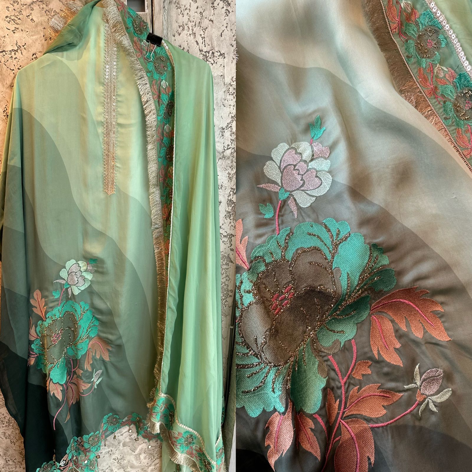 Pure Satin silk tri colour shirt very very soft and completely unstitched