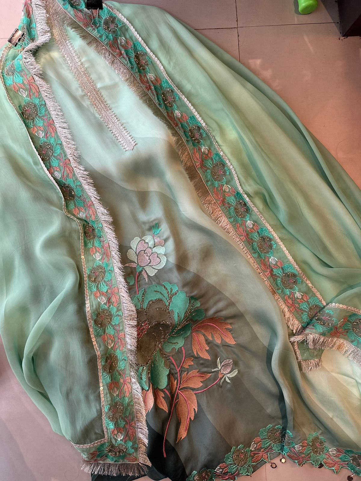 Pure Satin silk tri colour shirt very very soft and completely unstitched