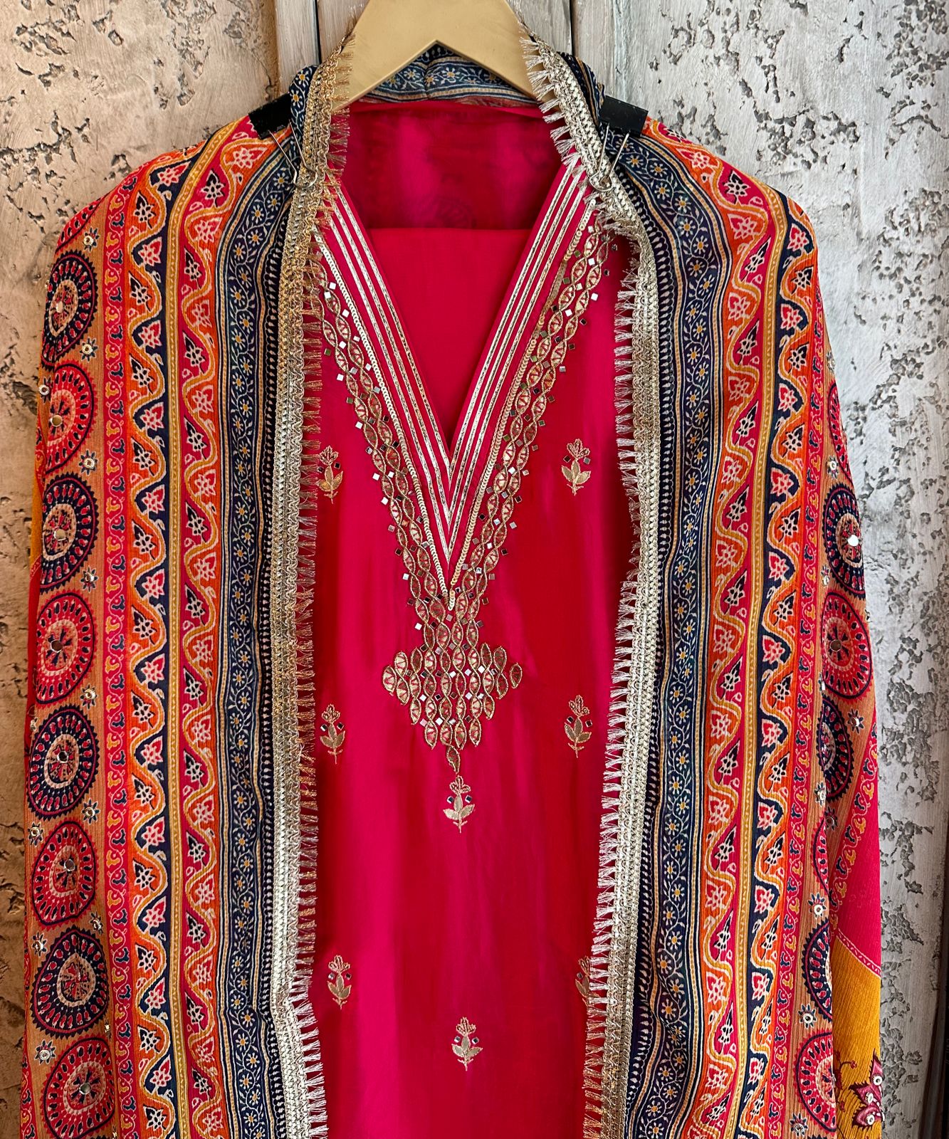 Pure mulberry Silk shirt with designer unstitched shirt concept with embroidered booties and side Pannel has banarsi work