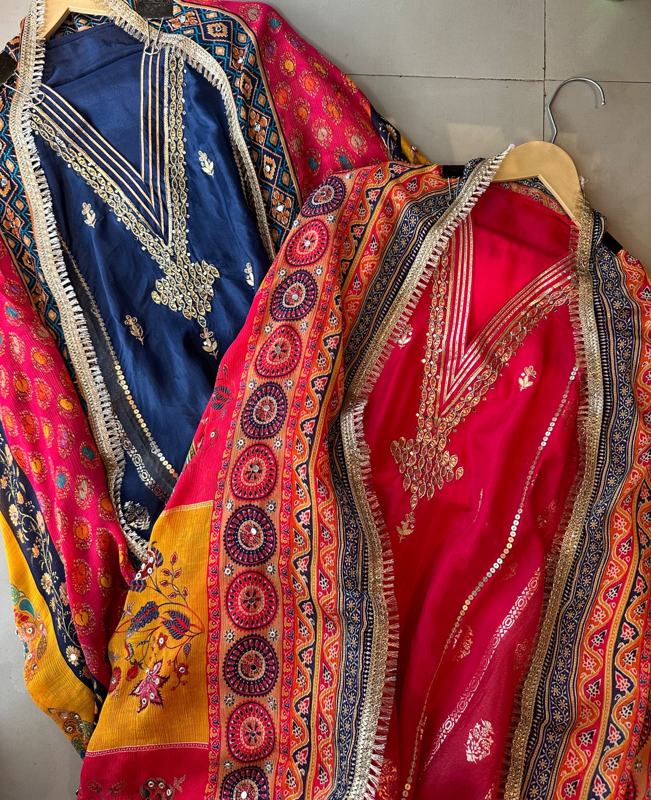 Pure mulberry Silk shirt with designer unstitched shirt concept with embroidered booties and side Pannel has banarsi work