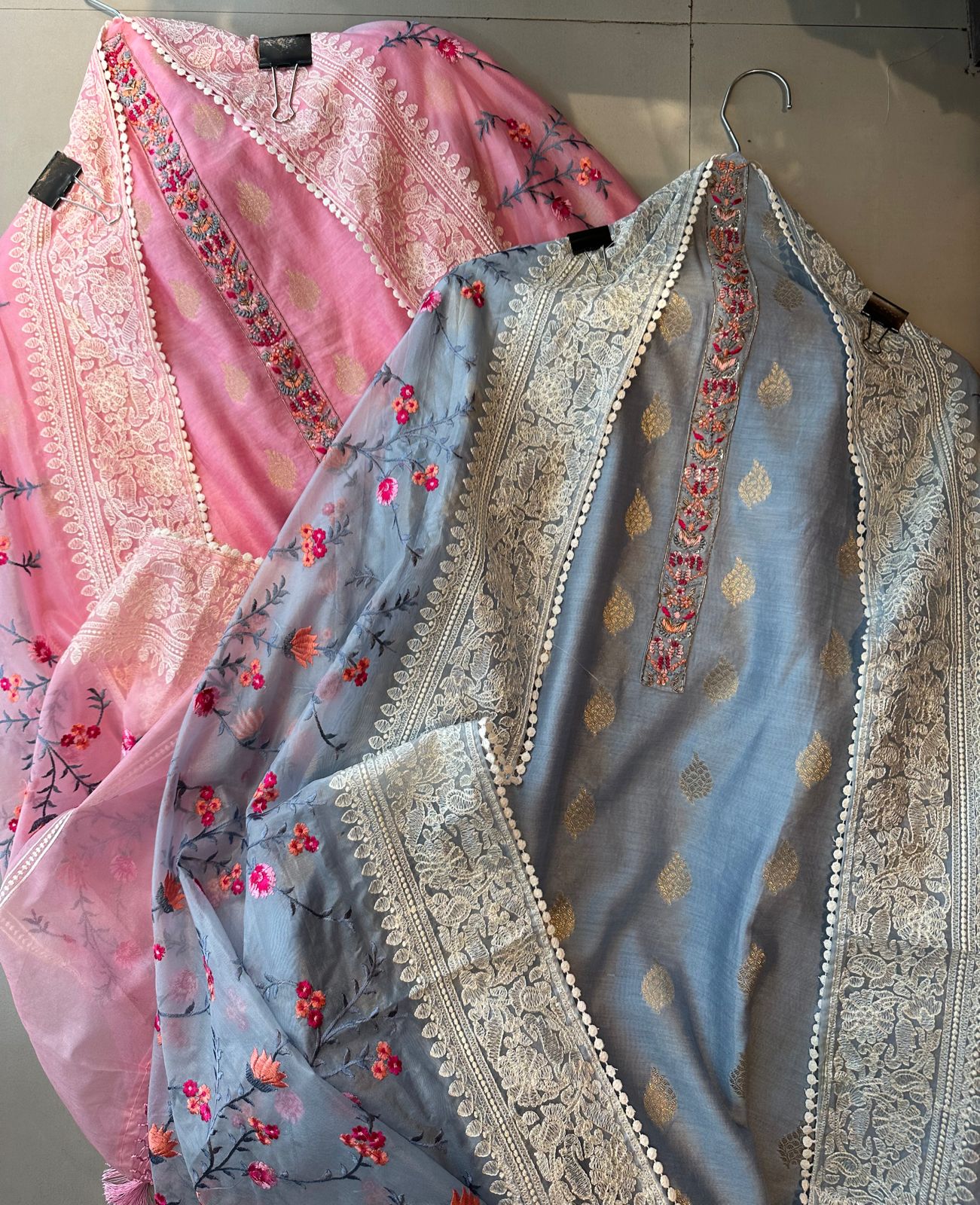 Pure cotton silk very smart shirt with weaved booties overall (Full size unstitched shirt)