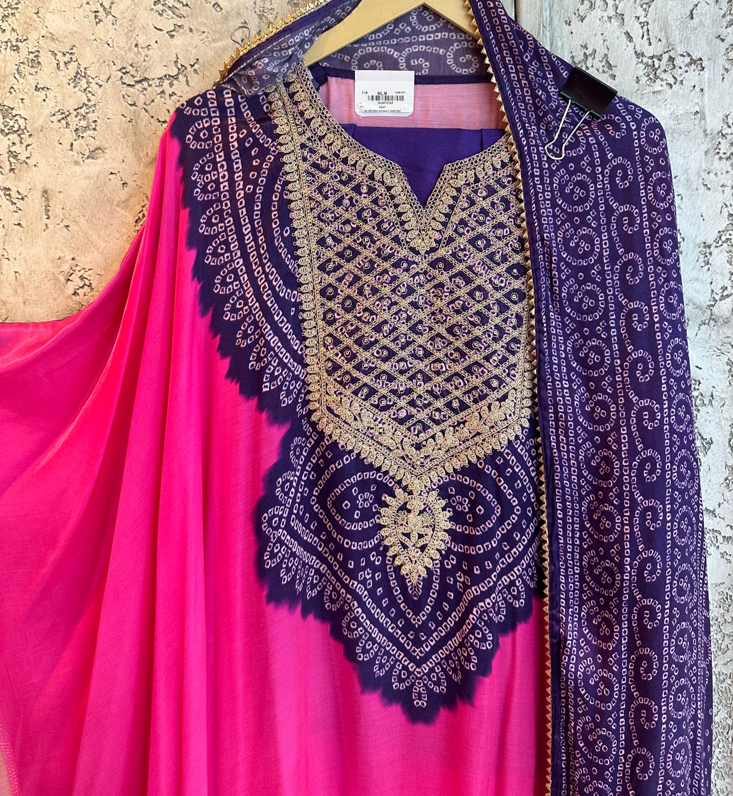 Pure GAJJI silk Unstitched full size Suit with very gorgeous Dori work on the neckline