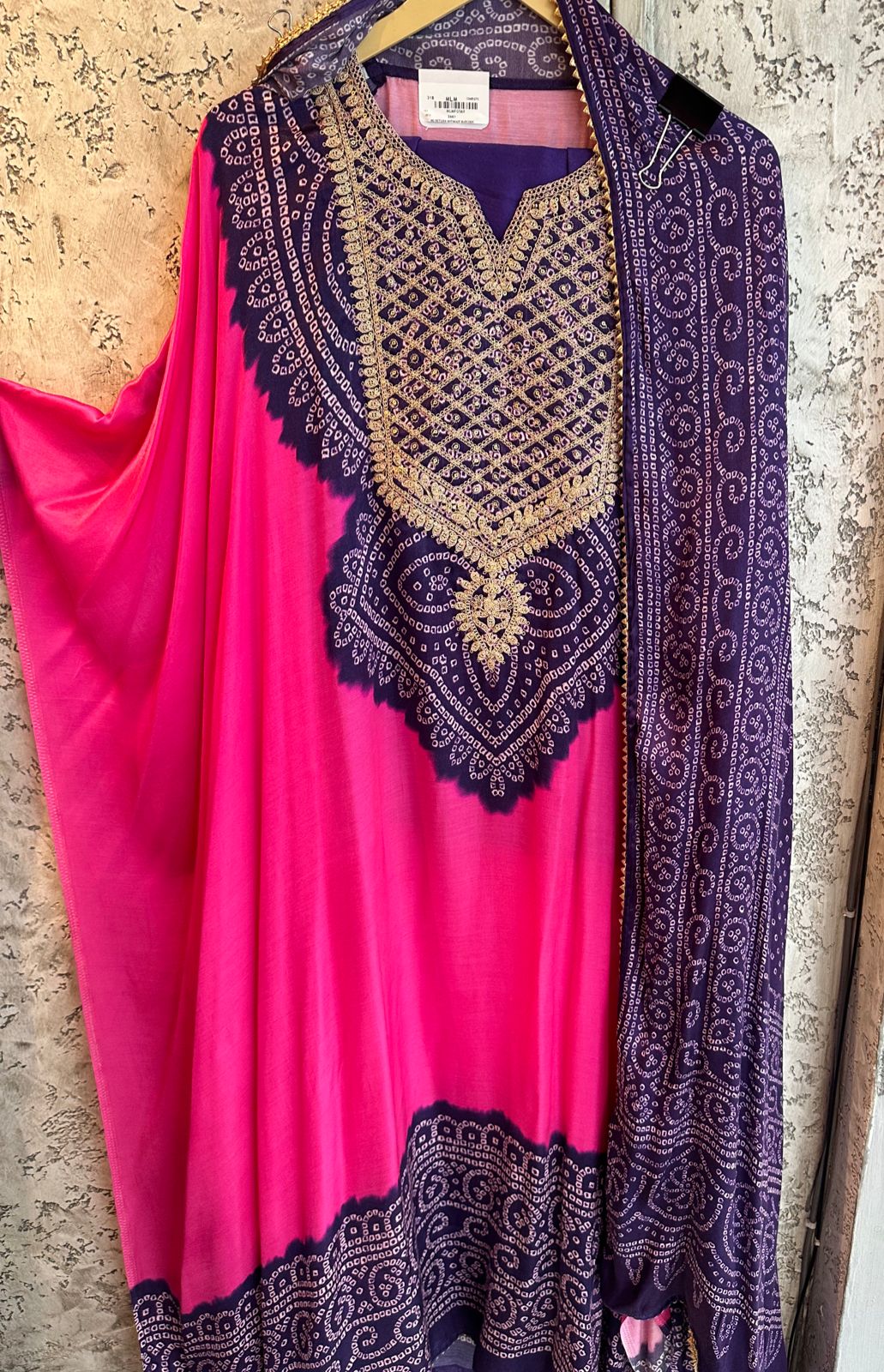 Pure GAJJI silk Unstitched full size Suit with very gorgeous Dori work on the neckline