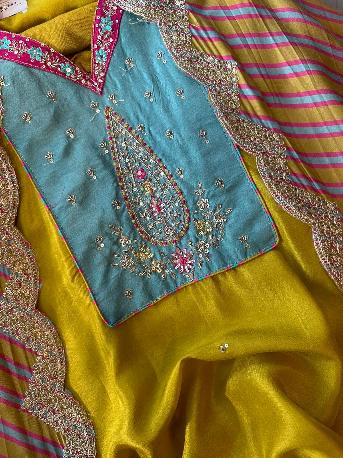 Pure Mulberry silk shirt Yellow in colour with designer neckline