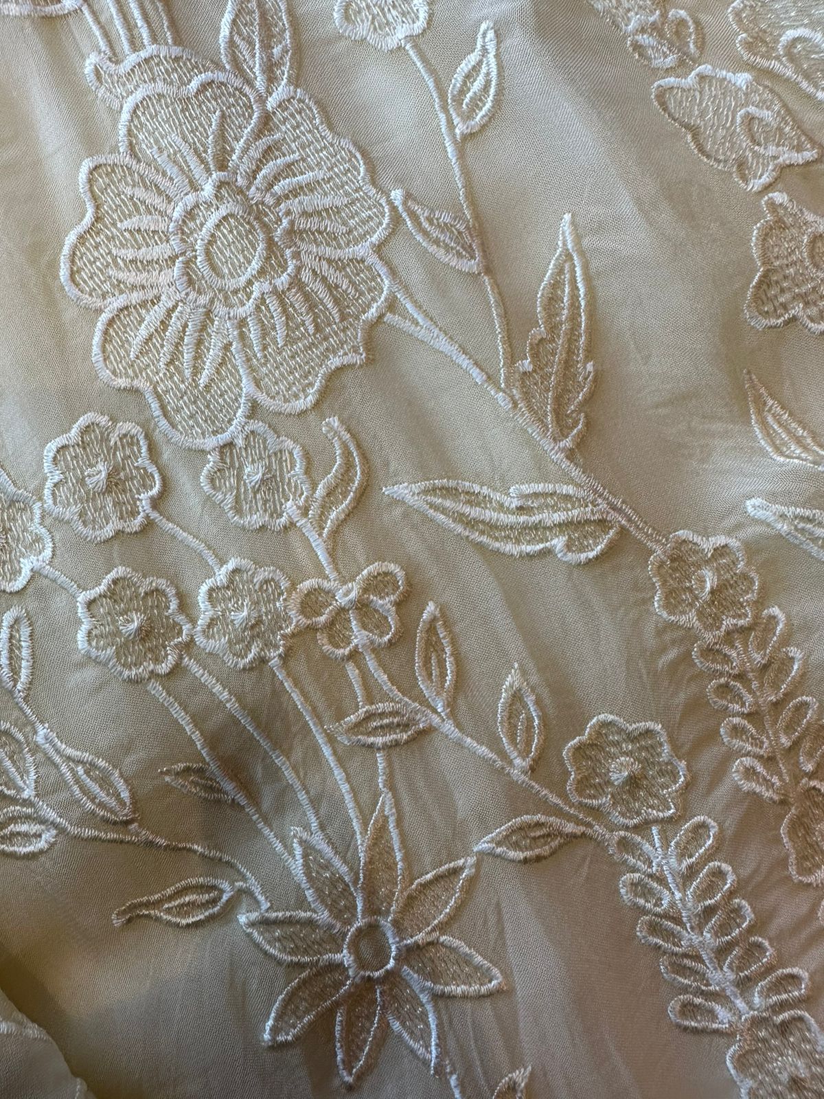 Embroidered organza full size shirt with dabka handwork on the neckline