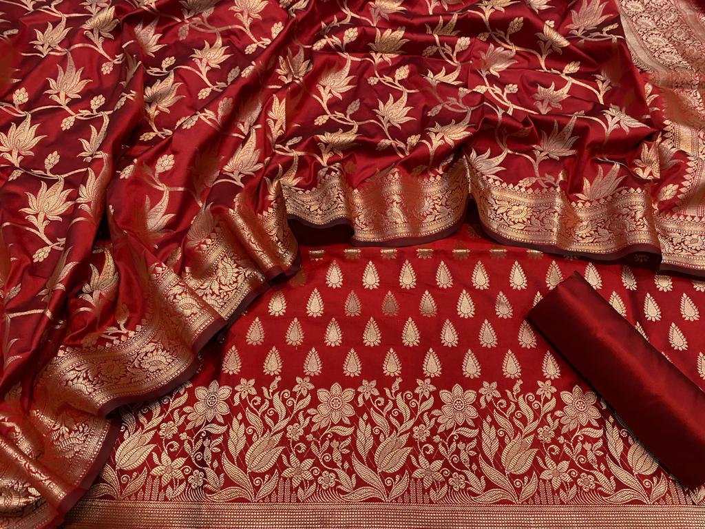 Banarasi Zari Booti Weaved Silk Suit 2.5 mtr