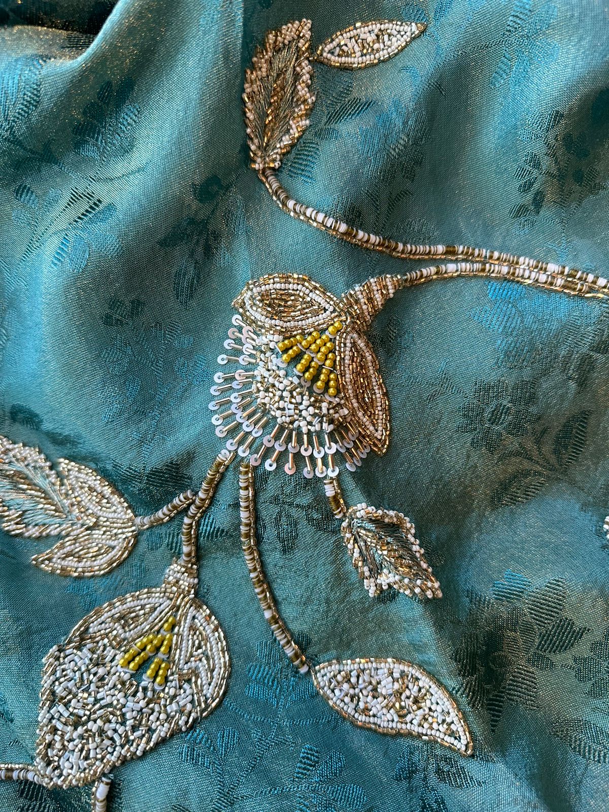 Beautiful self weaved Shirts on soft silk fabric with handwork Patti on the neck